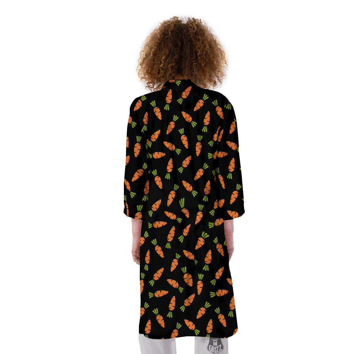 Carrot Black Print Pattern Kimono-grizzshop