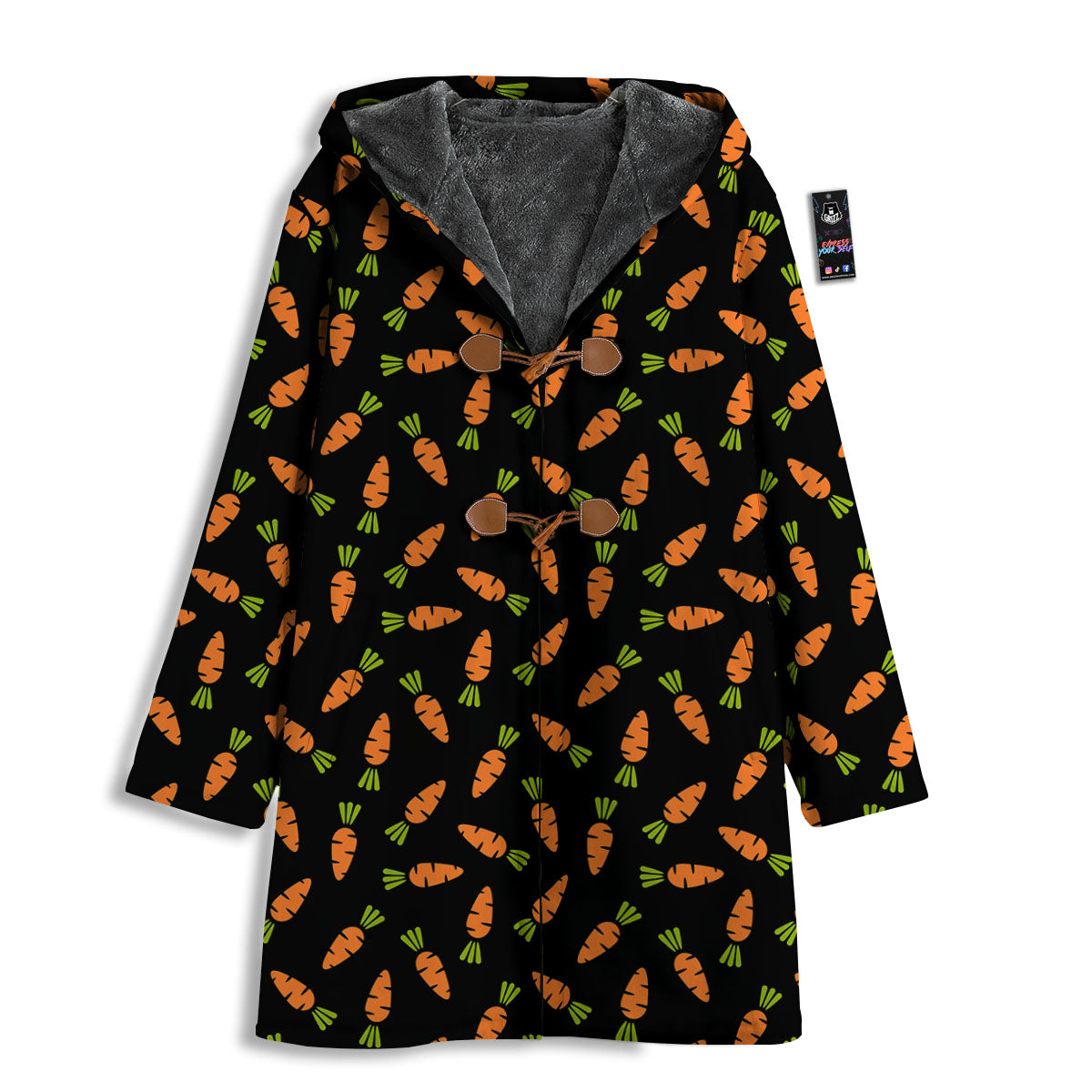 Carrot Black Print Pattern Men's Windbreaker Jacket-grizzshop