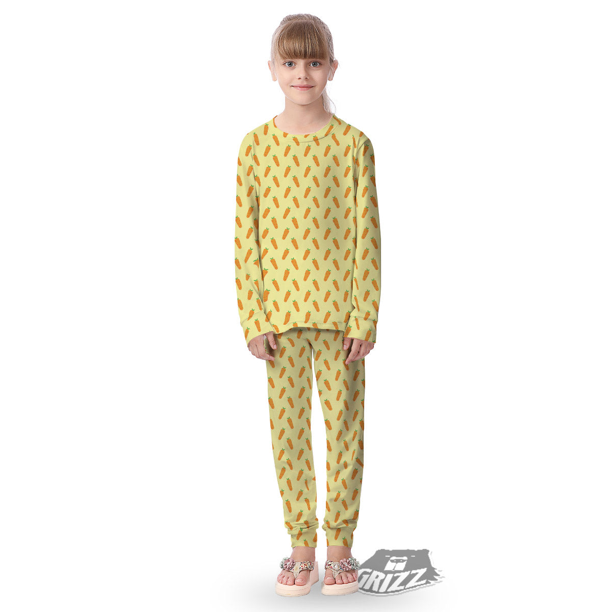 Carrot Cartoon Print Pattern Kid's Pajamas-grizzshop