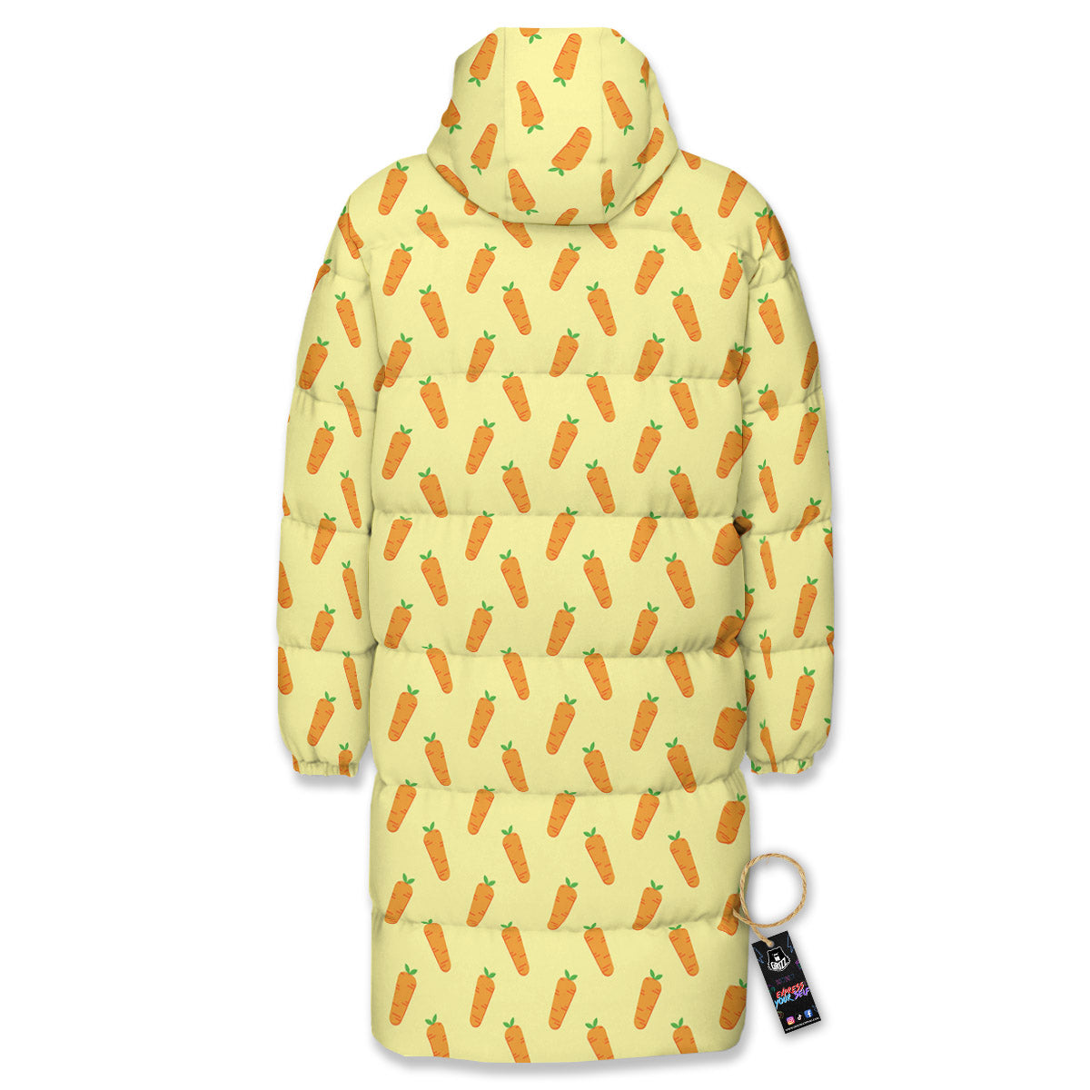 Carrot Cartoon Print Pattern Long Down Jacket-grizzshop