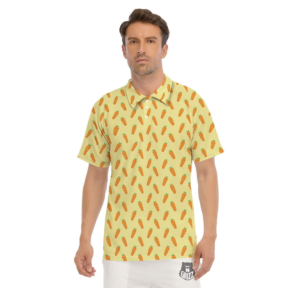 Carrot Cartoon Print Pattern Men's Golf Shirts-grizzshop