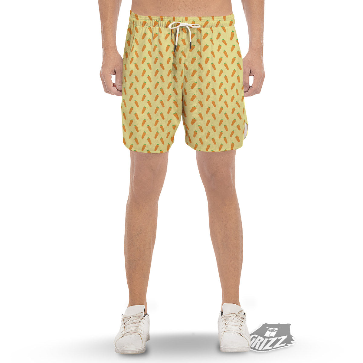 Carrot Cartoon Print Pattern Men's Gym Shorts-grizzshop