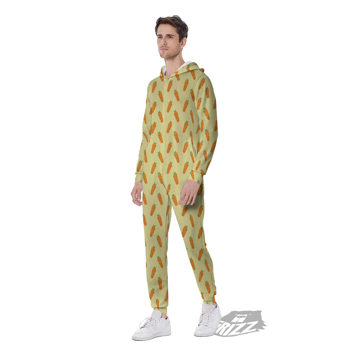 Carrot Cartoon Print Pattern Men's Jumpsuit-grizzshop