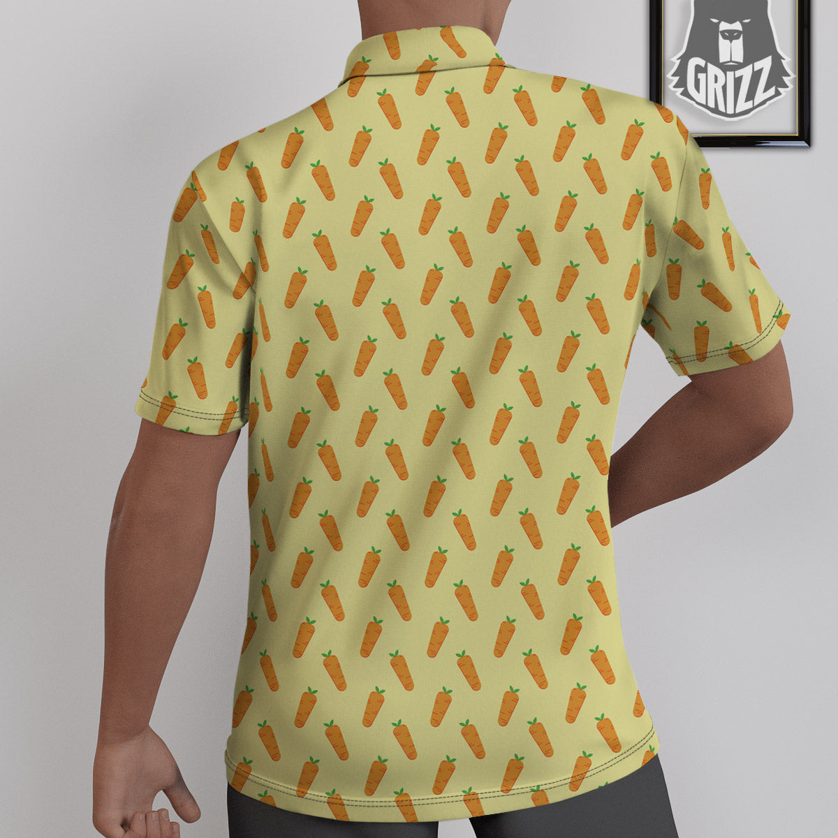 Carrot Cartoon Print Pattern Untucked Shirts-grizzshop