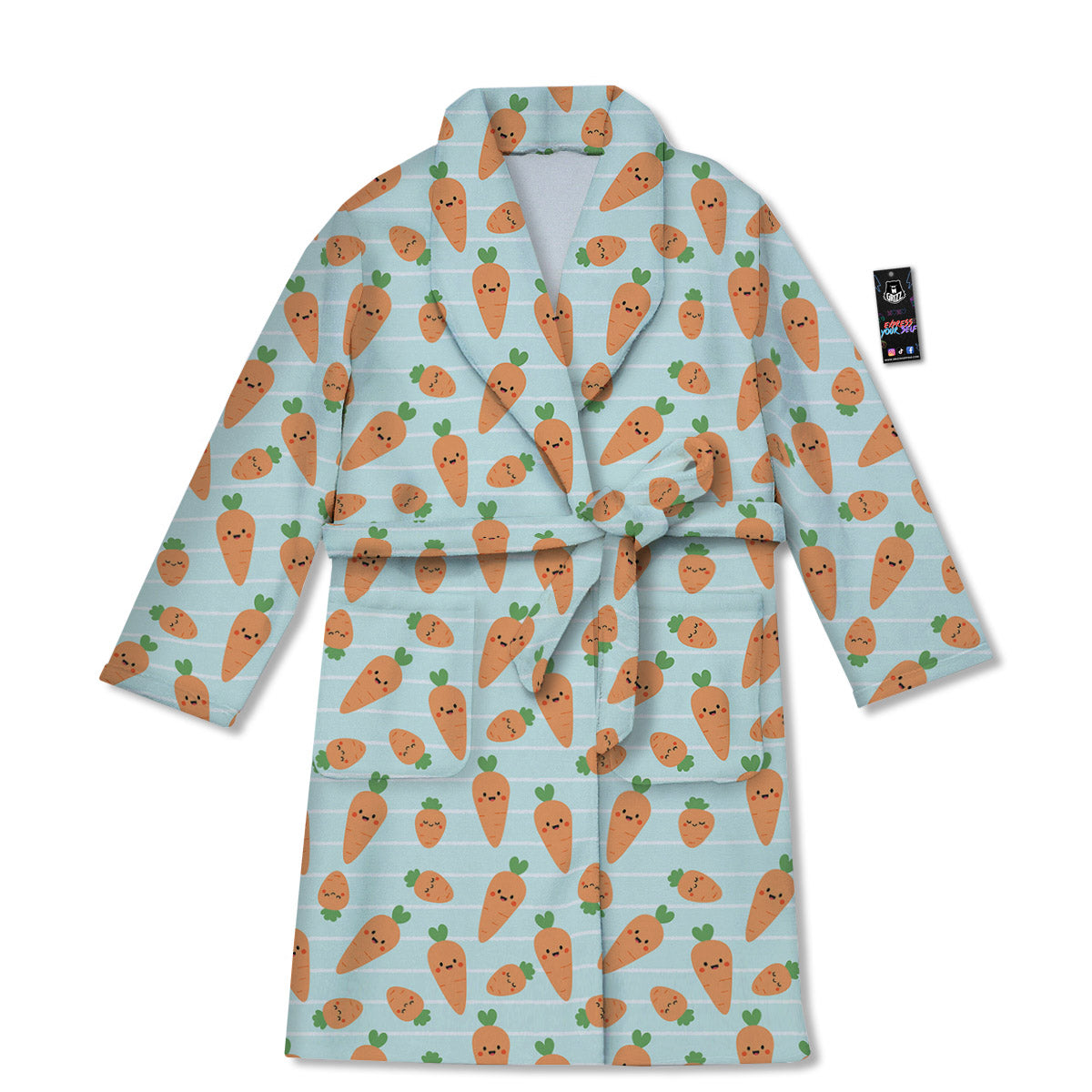 Carrot Cute Print Pattern Bathrobe-grizzshop