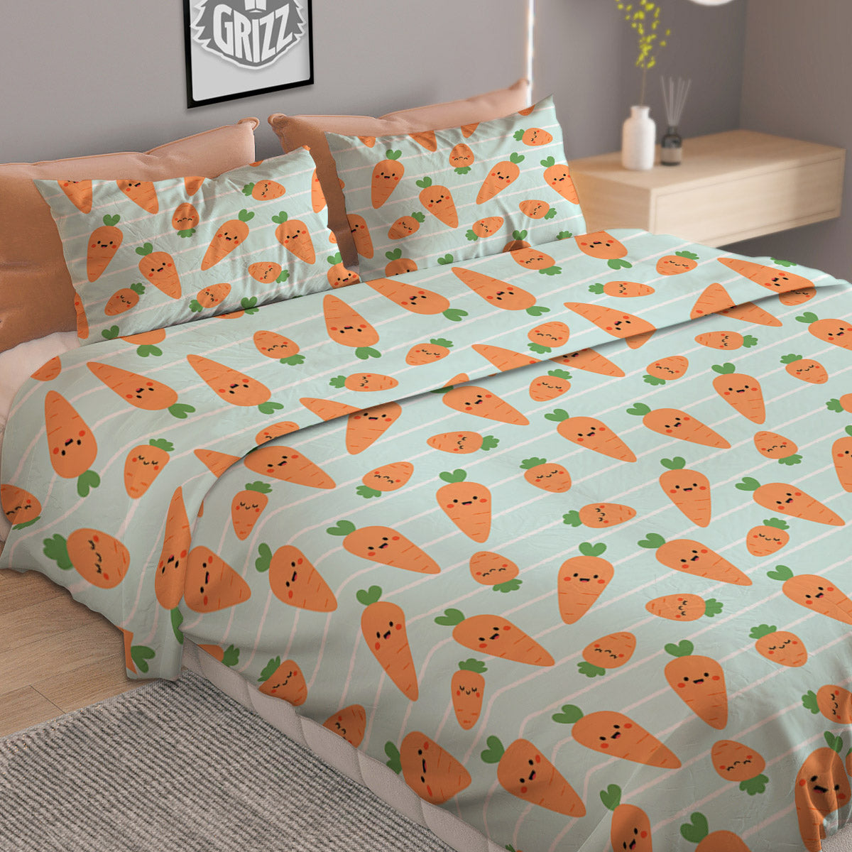 Cookies Gingerbread Man Print Pattern Duvet Cover Bedding Set