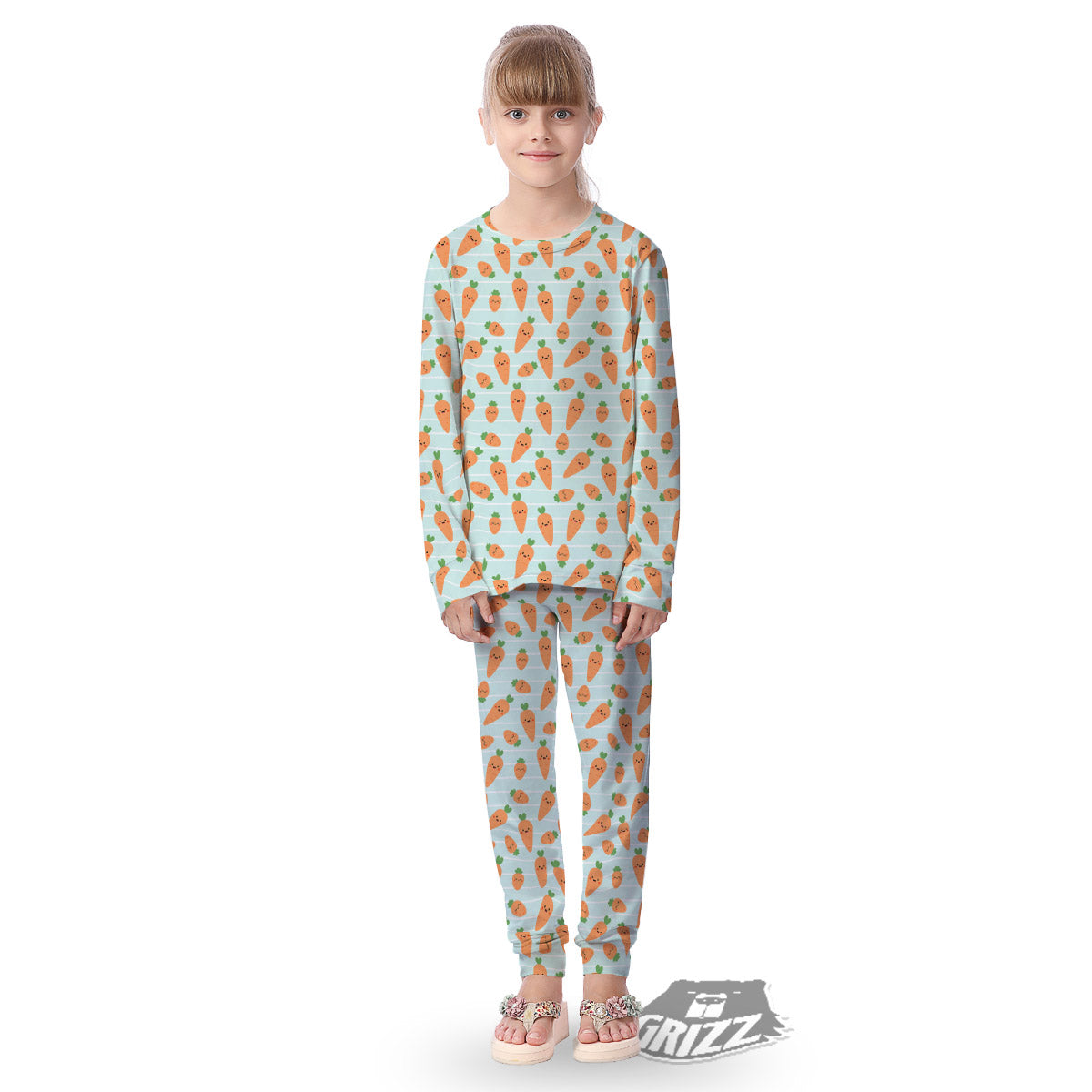 Carrot Cute Print Pattern Kid's Pajamas-grizzshop