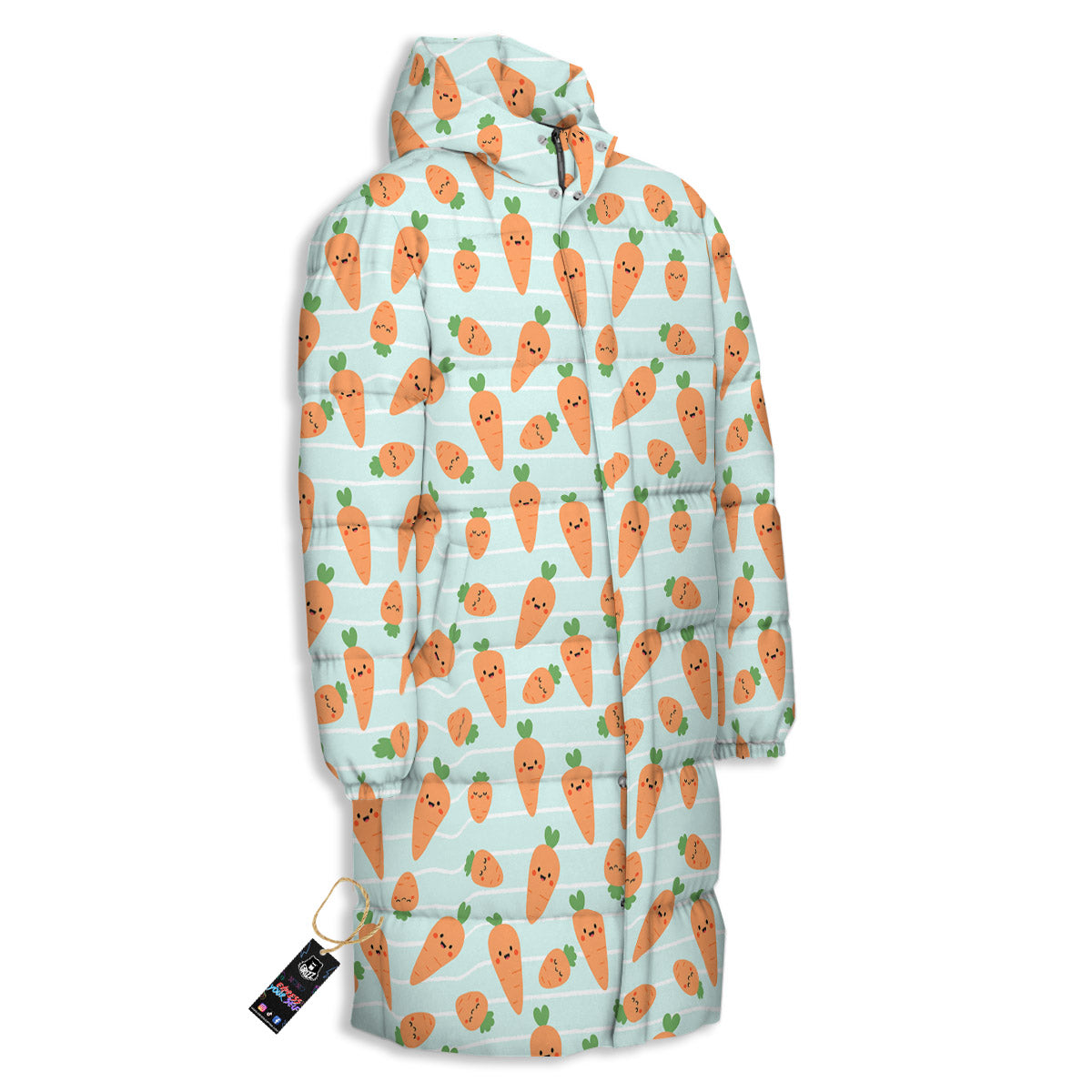 Carrot Cute Print Pattern Long Down Jacket-grizzshop