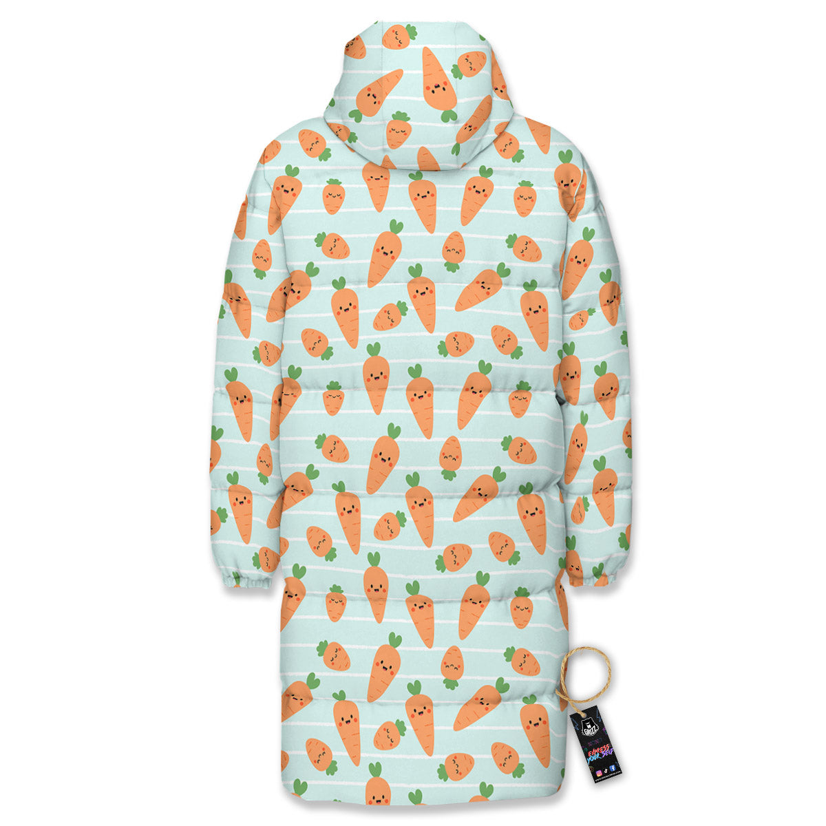 Carrot Cute Print Pattern Long Down Jacket-grizzshop