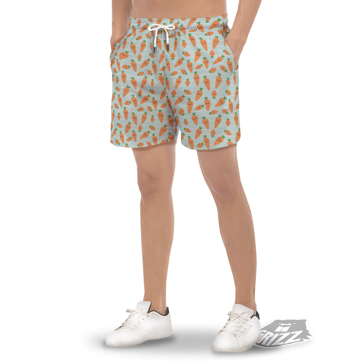 Carrot Cute Print Pattern Men's Gym Shorts-grizzshop