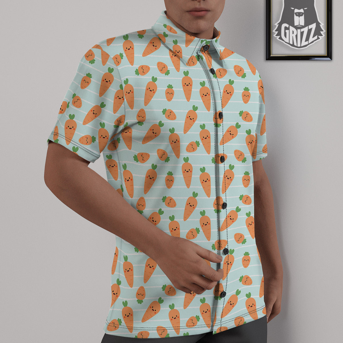 Carrot Cute Print Pattern Untucked Shirts-grizzshop