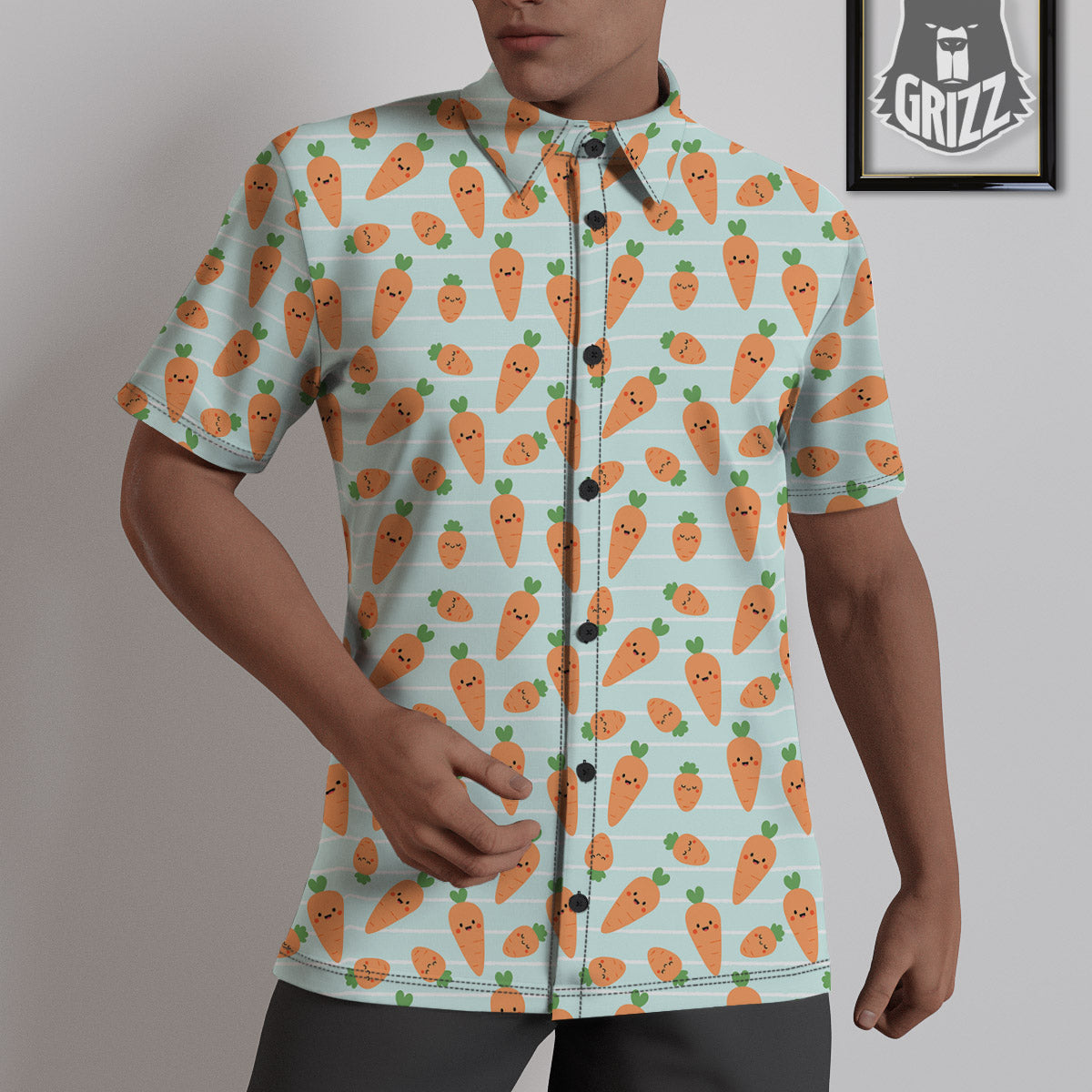 Carrot Cute Print Pattern Untucked Shirts-grizzshop
