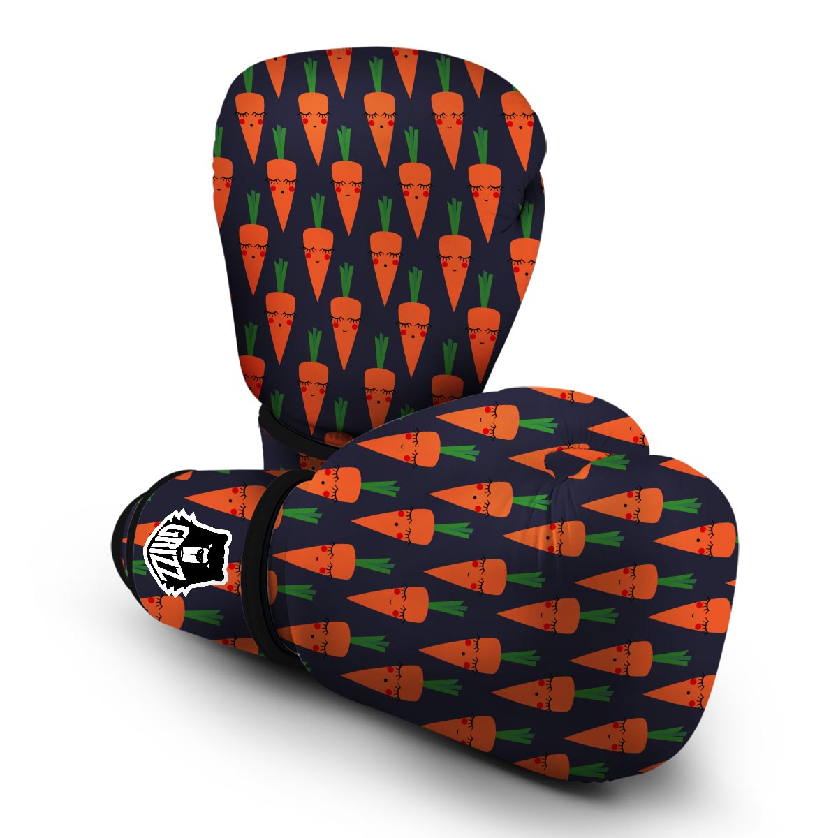 Carrot Face Pattern Print Boxing Gloves-grizzshop