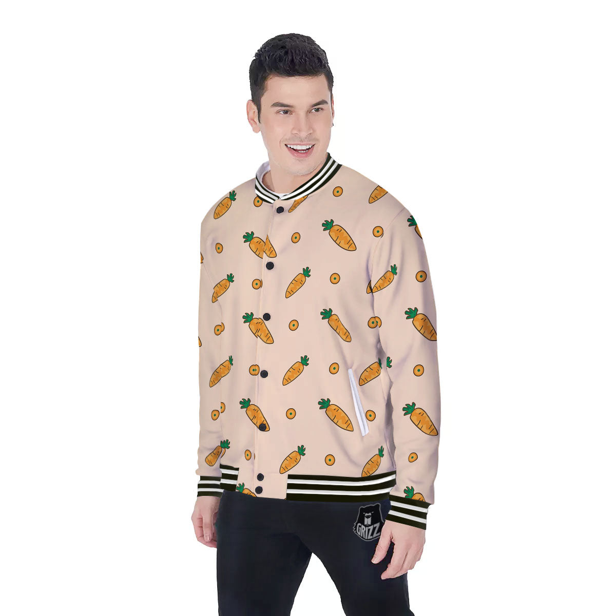 Carrot Little Print Pattern Baseball Jacket-grizzshop