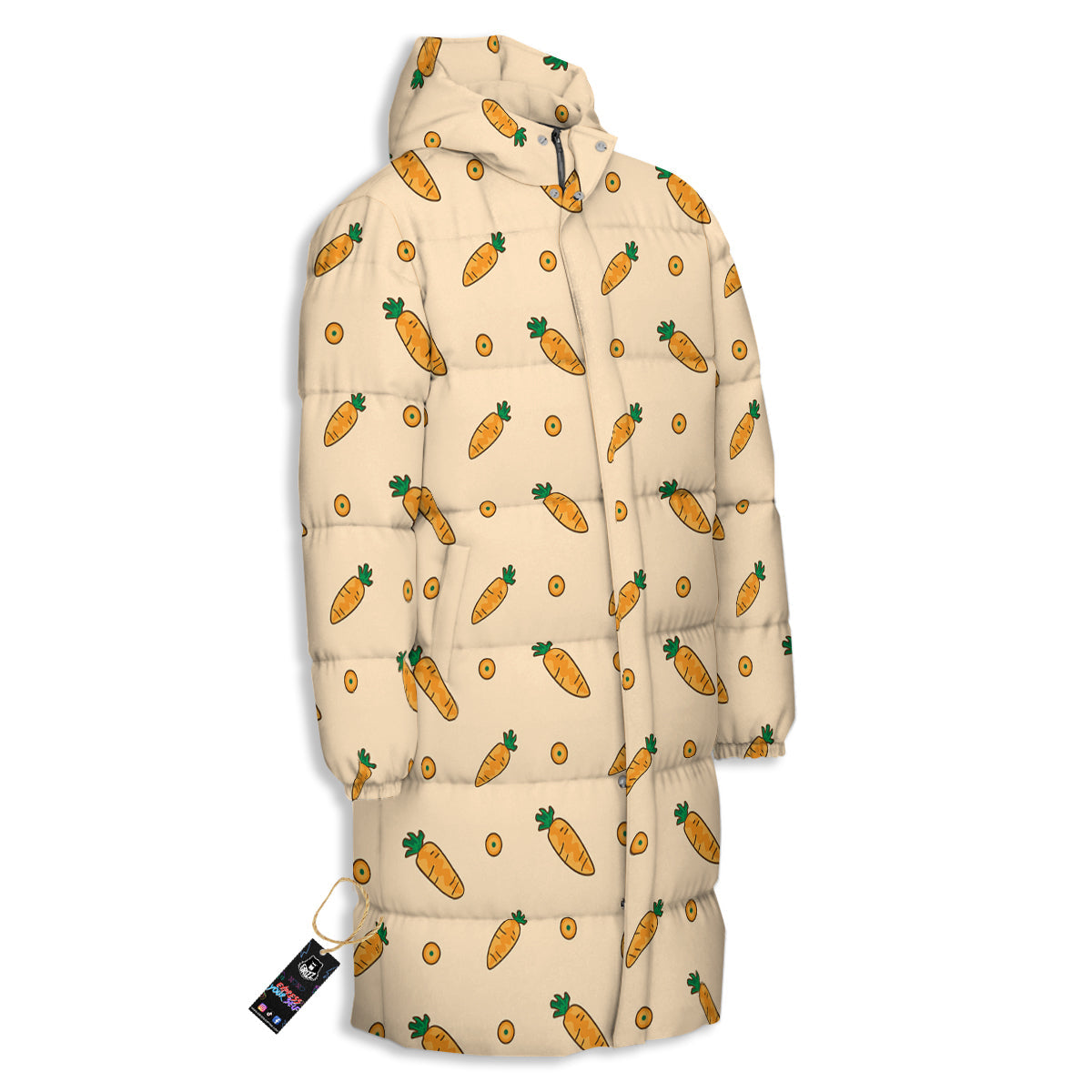 Carrot Little Print Pattern Long Down Jacket-grizzshop