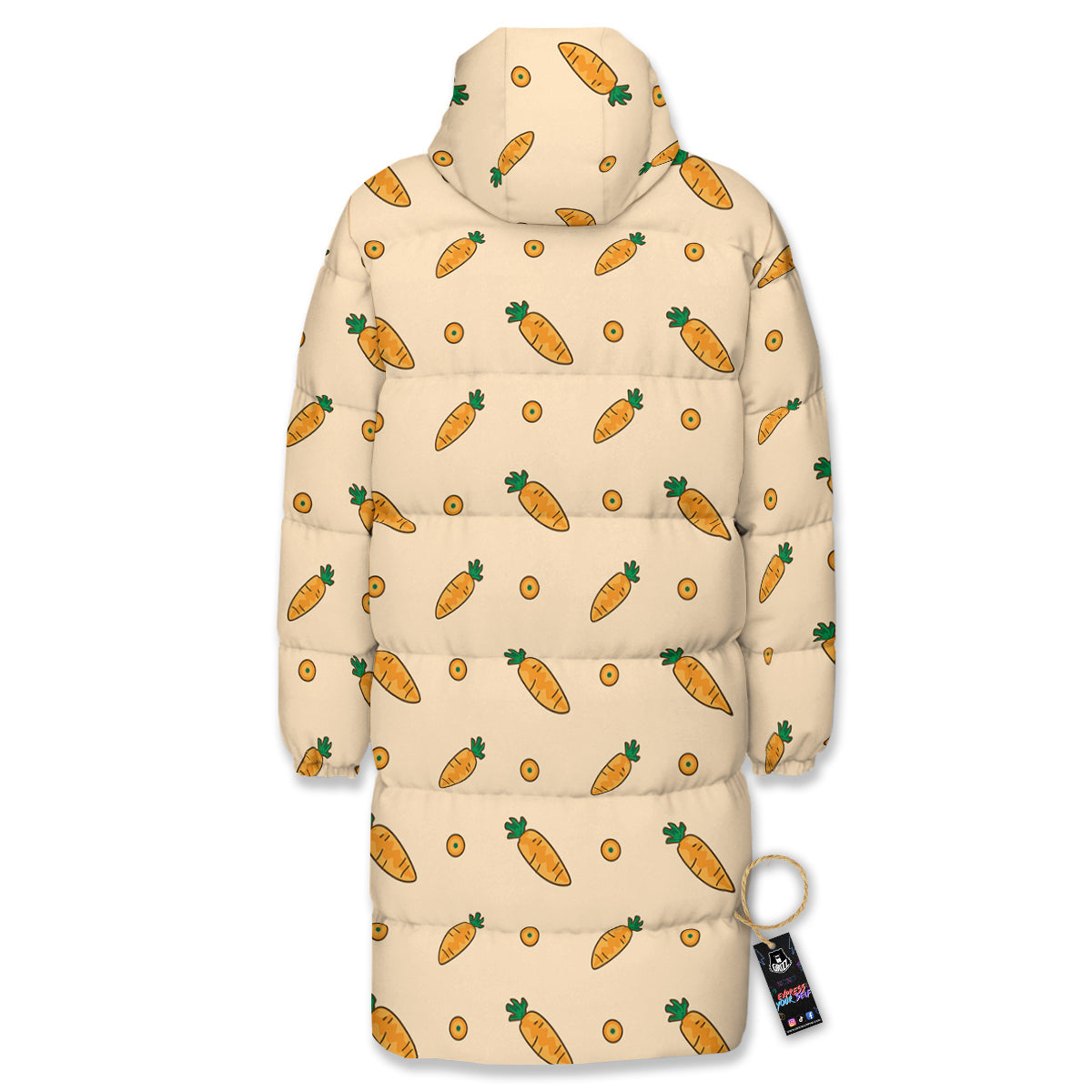 Carrot Little Print Pattern Long Down Jacket-grizzshop