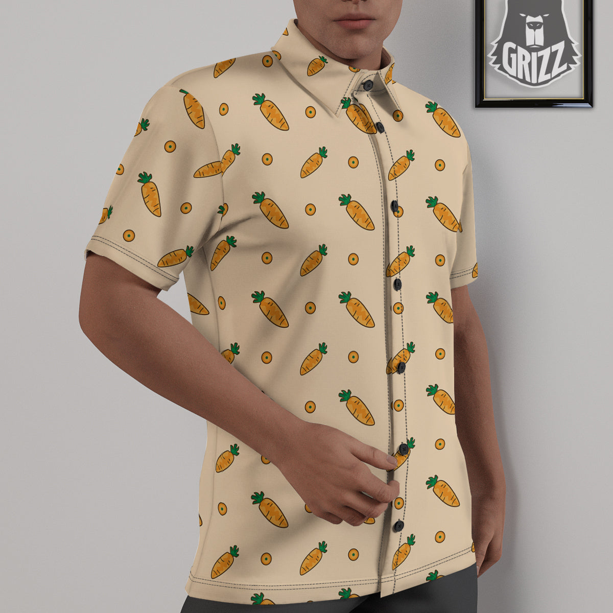 Carrot Little Print Pattern Untucked Shirts-grizzshop