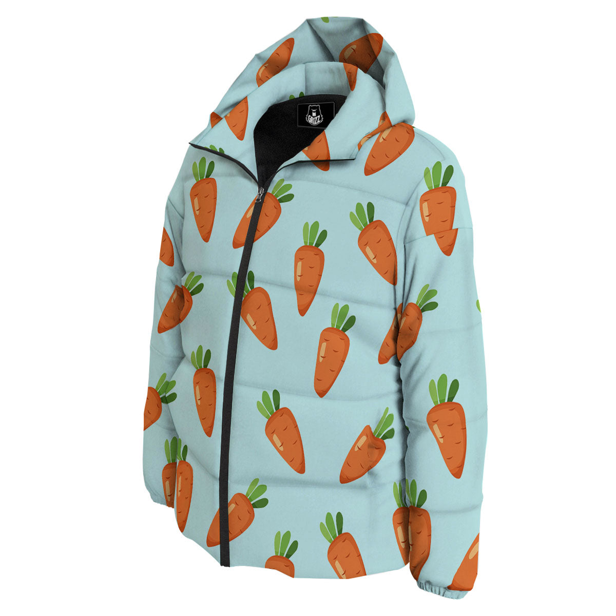 Carrot Print Pattern Down Jacket-grizzshop