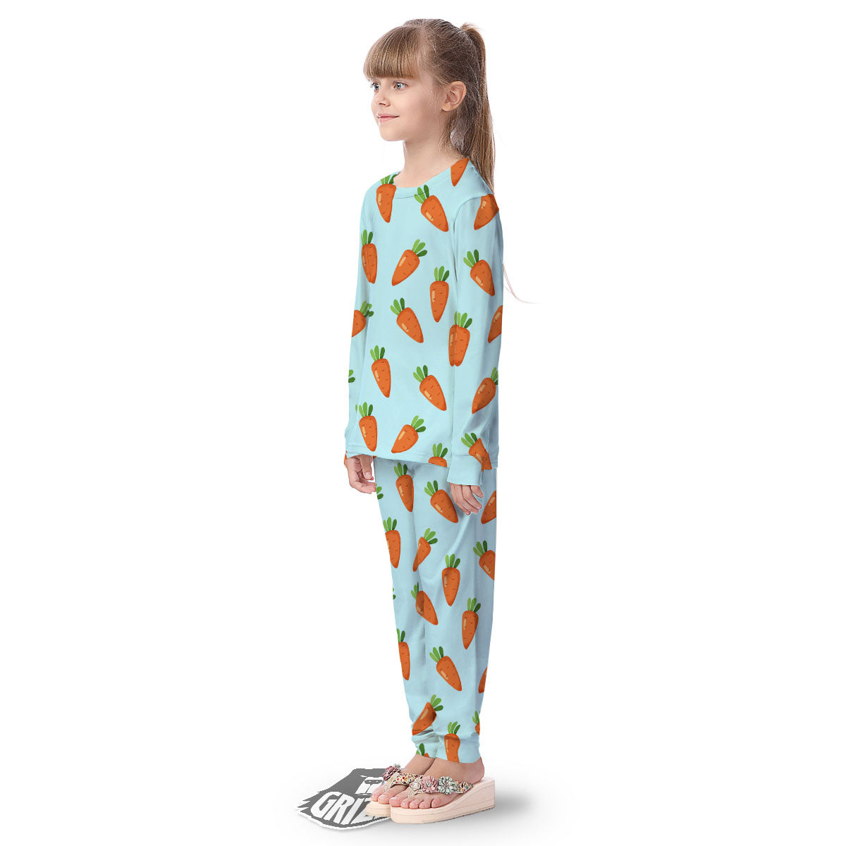 Carrot Print Pattern Kid's Pajamas-grizzshop