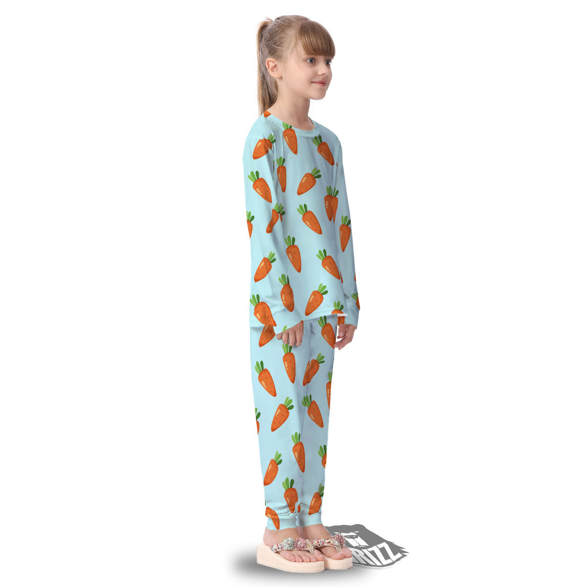 Carrot Print Pattern Kid's Pajamas-grizzshop