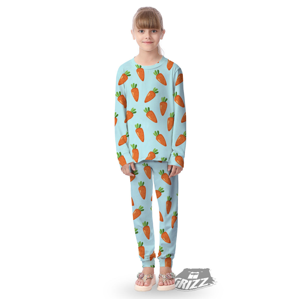 Carrot Print Pattern Kid's Pajamas-grizzshop