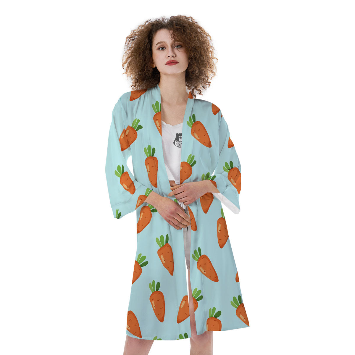 Carrot Print Pattern Kimono-grizzshop
