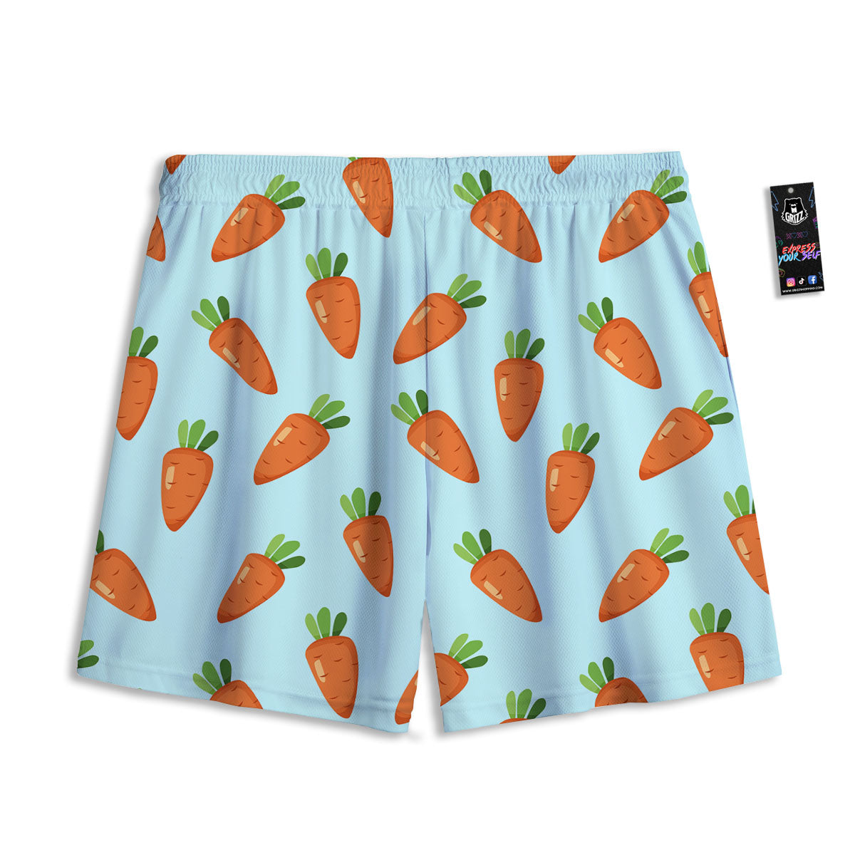 Carrot Print Pattern Mesh Shorts