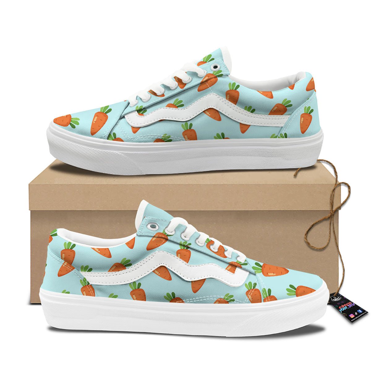 Carrot Print Pattern Skate Shoes-grizzshop