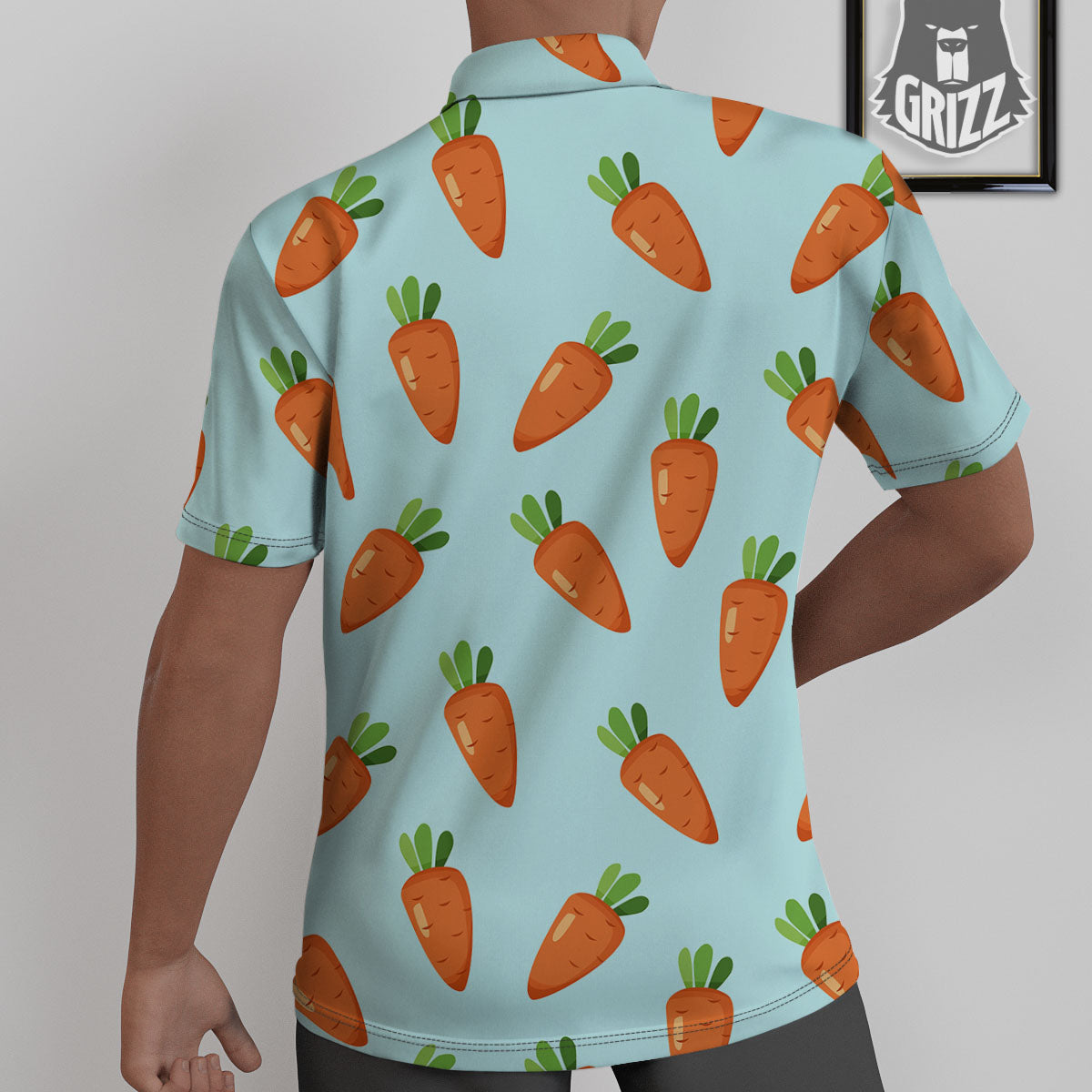 Carrot Print Pattern Untucked Shirts-grizzshop