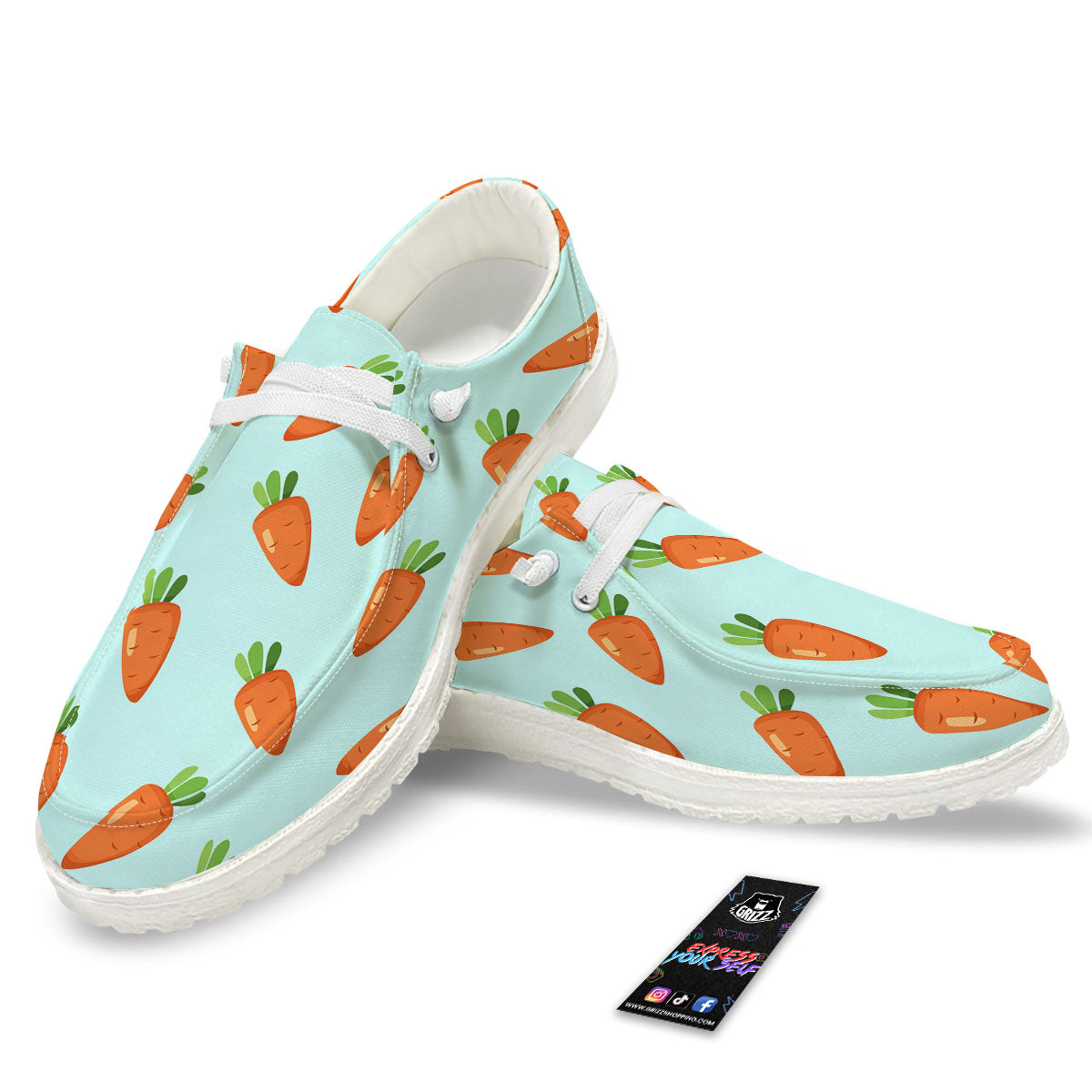 Carrot Print Pattern White Loafers-grizzshop