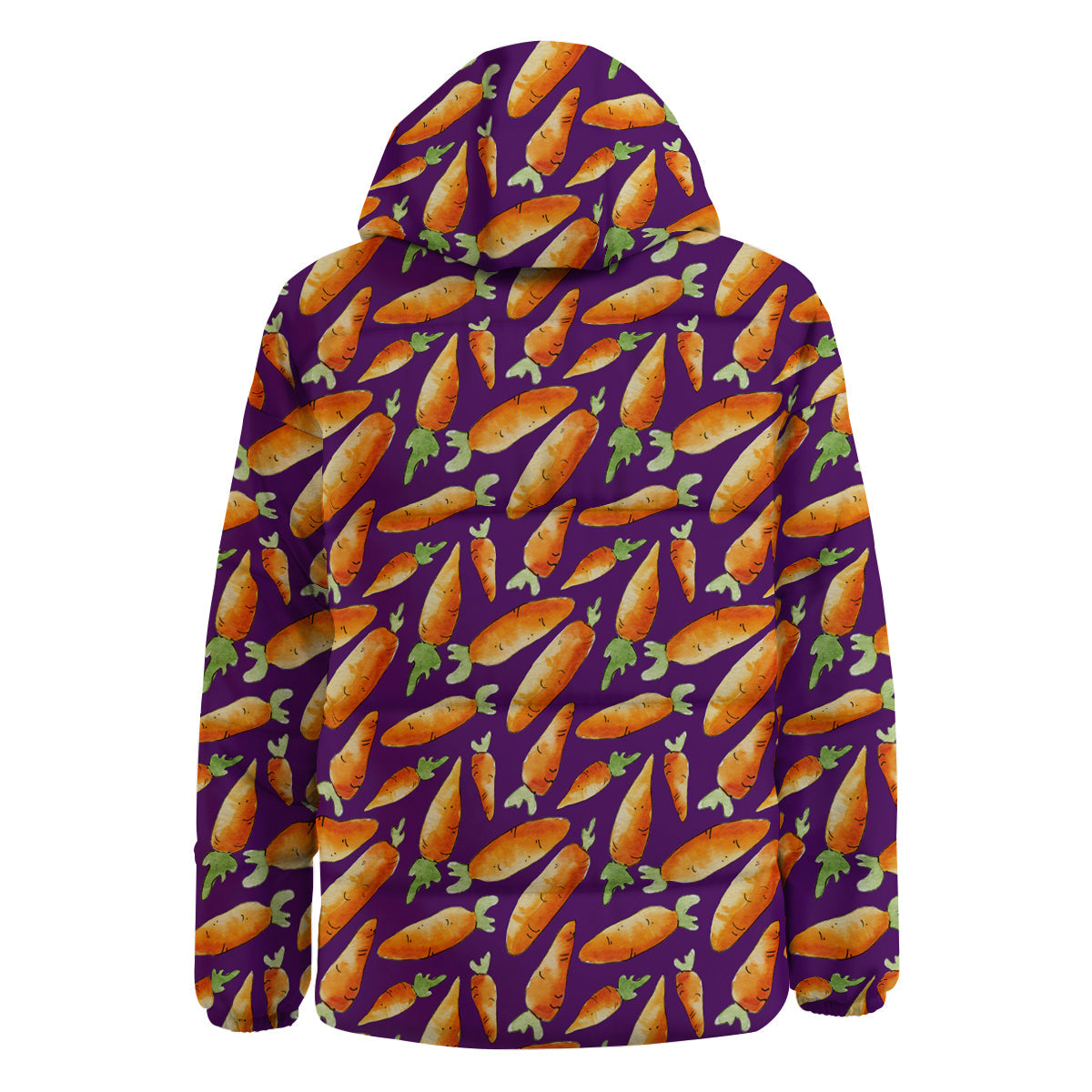 Carrot Watercolor Print Pattern Down Jacket-grizzshop