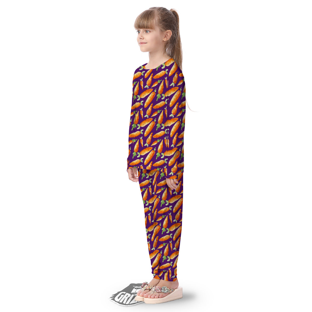 Carrot Watercolor Print Pattern Kid's Pajamas-grizzshop