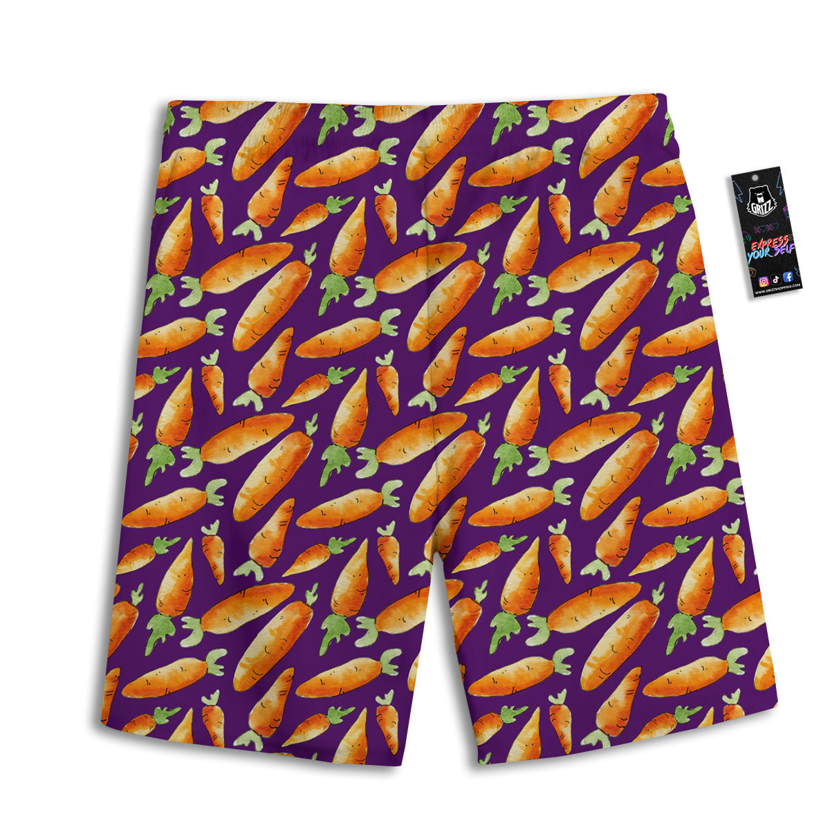 Carrot Watercolor Print Pattern Men's Athletic Shorts