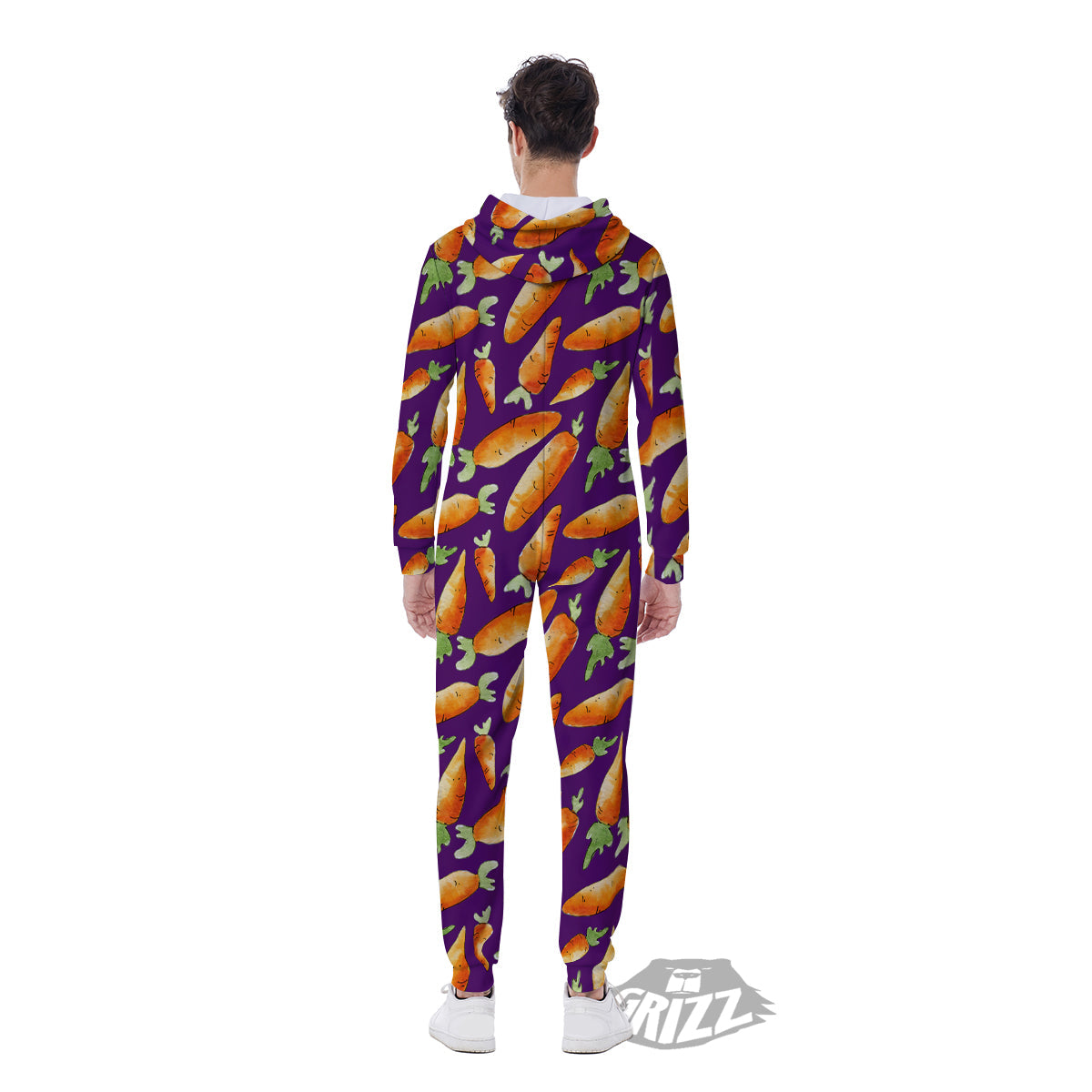 Carrot Watercolor Print Pattern Men's Jumpsuit-grizzshop