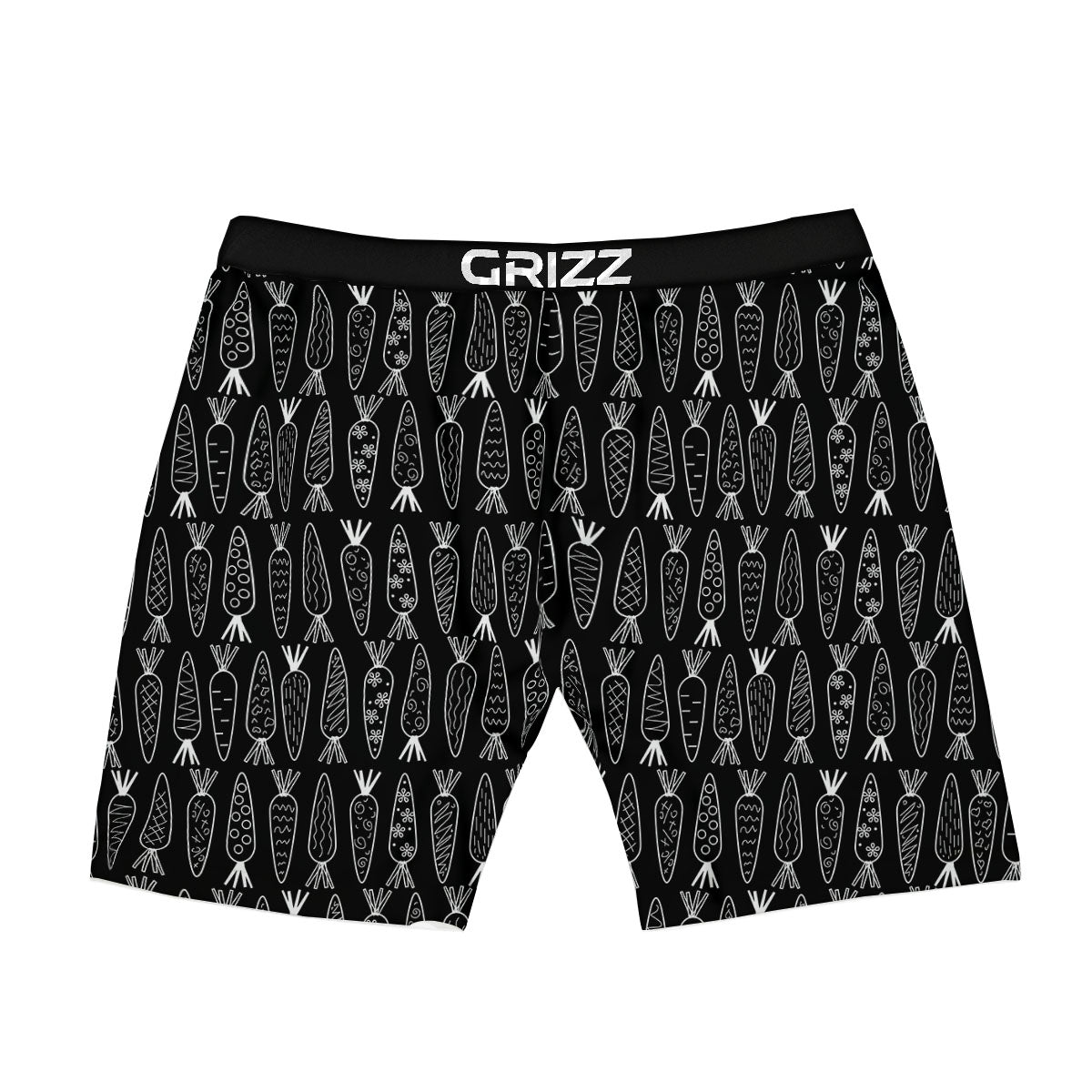Carrot White And Black Print Pattern Boxer Briefs-grizzshop