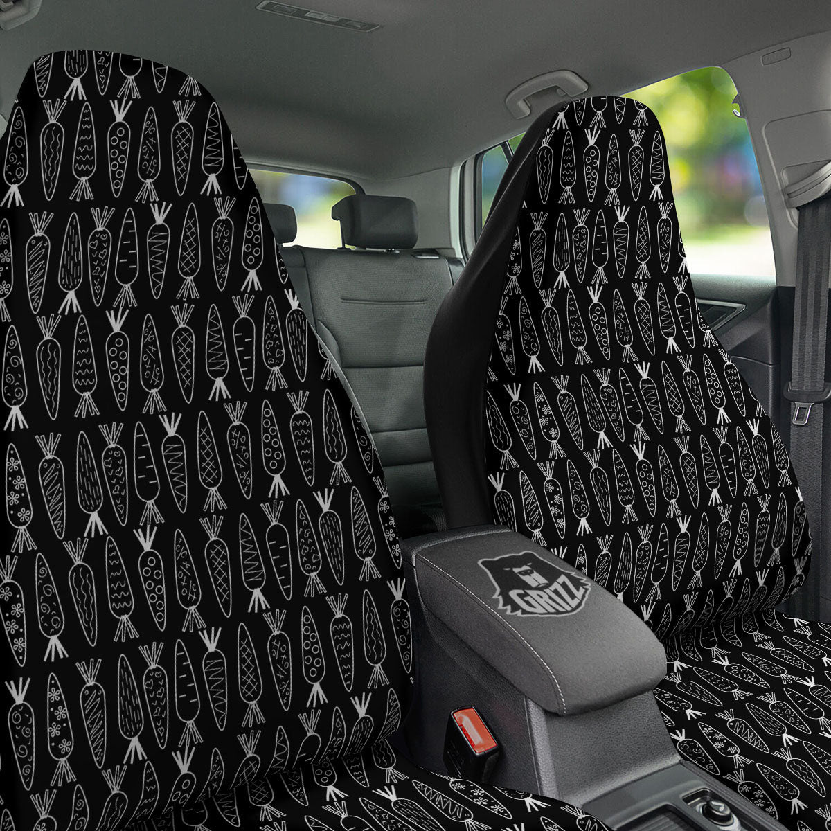 Carrot White And Black Print Pattern Car Seat Covers-grizzshop