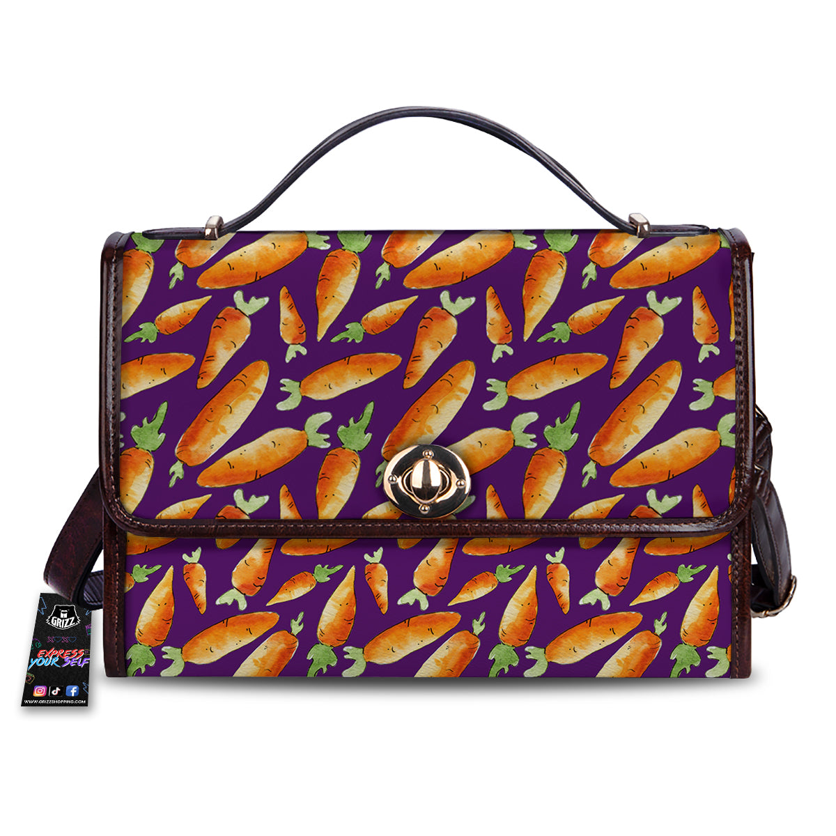 Carrot Watercolor Print Pattern Women's Satchel Bag