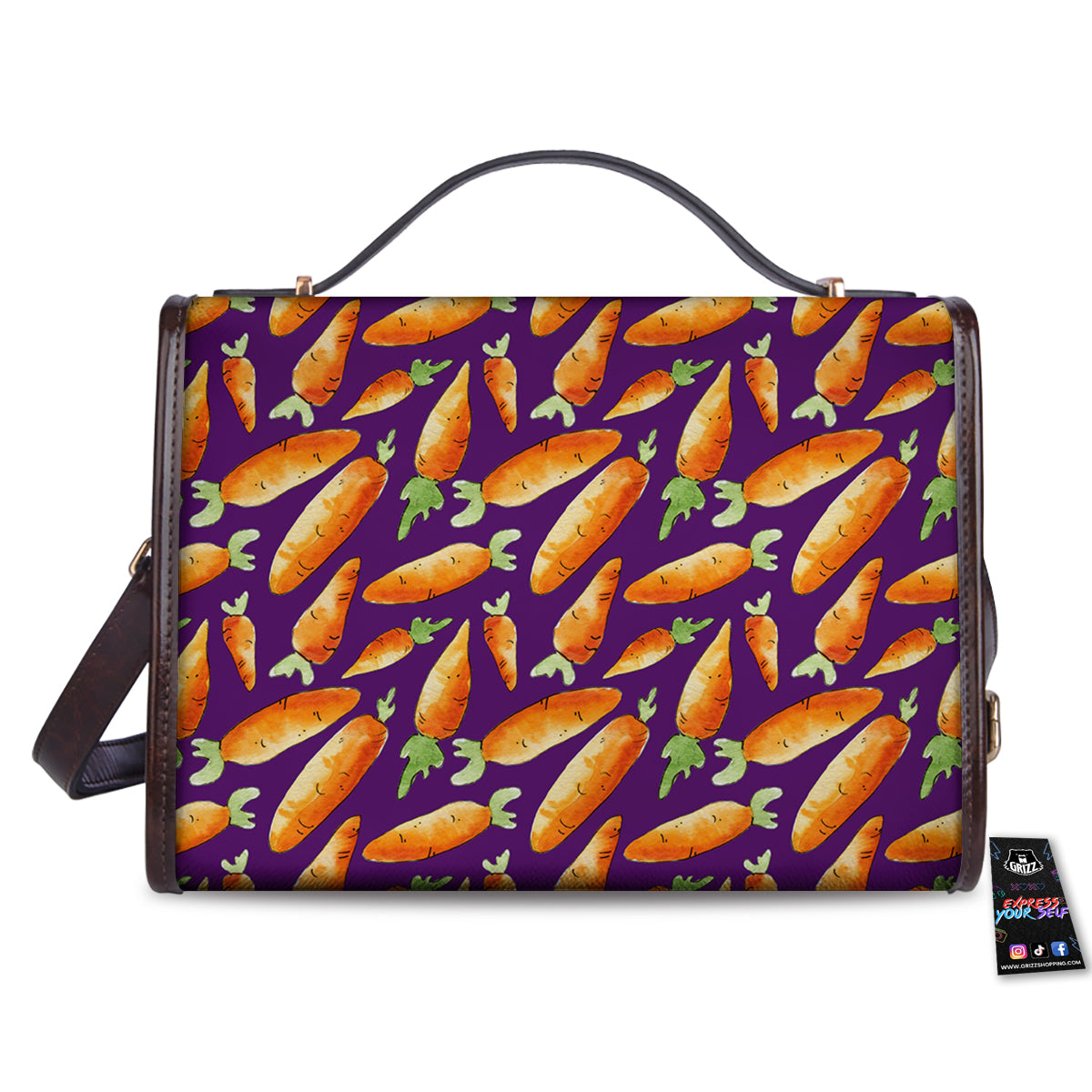 Carrot Watercolor Print Pattern Women's Satchel Bag