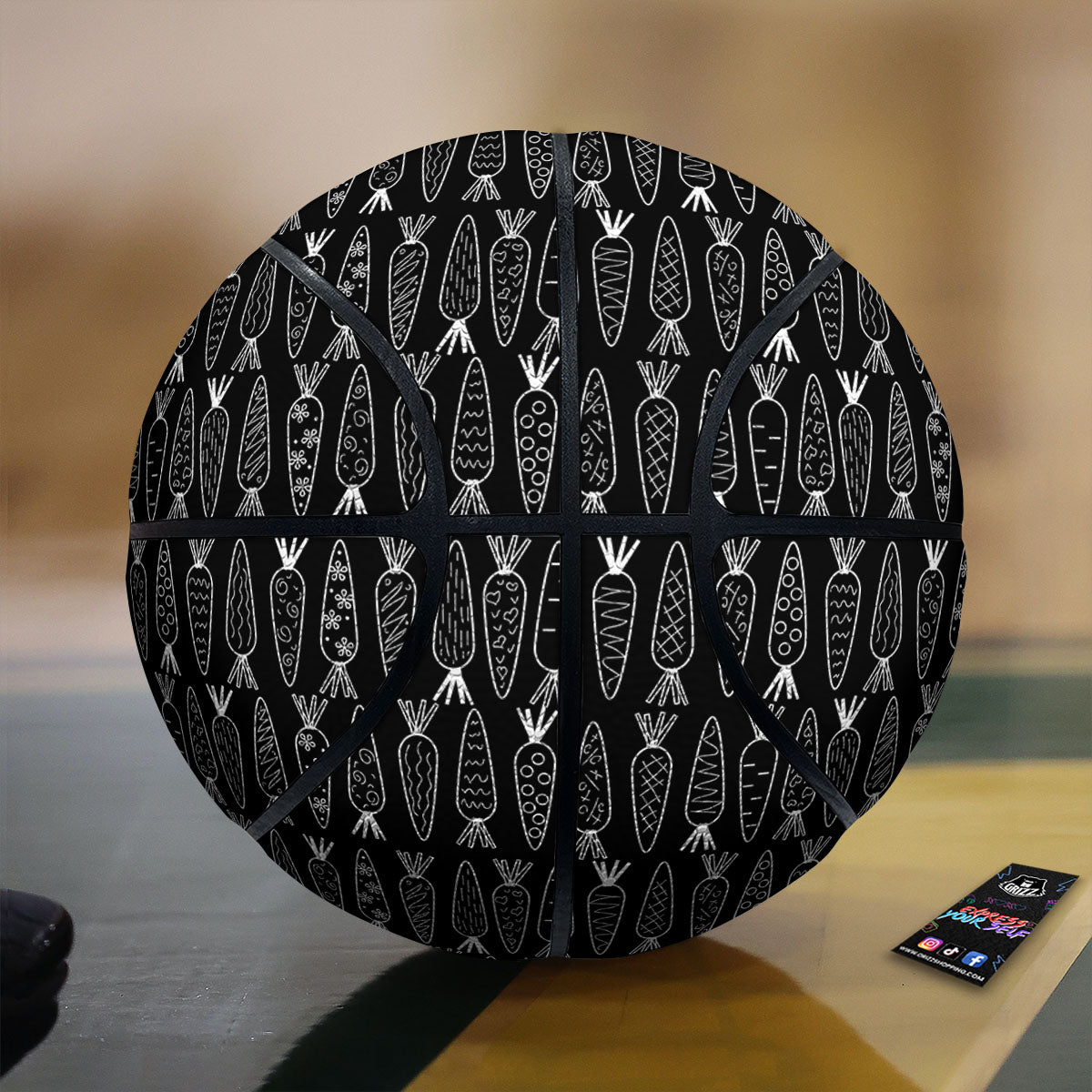 Carrot White And Black Print Pattern Basketball