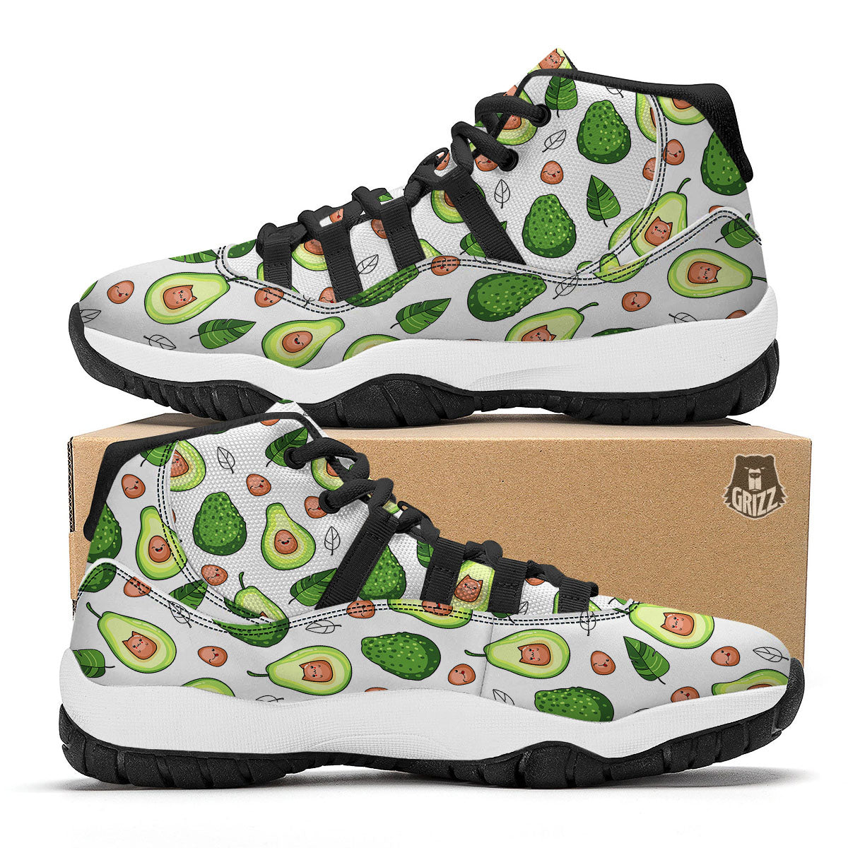 Cartoon Avocado Black Bball Shoes-grizzshop