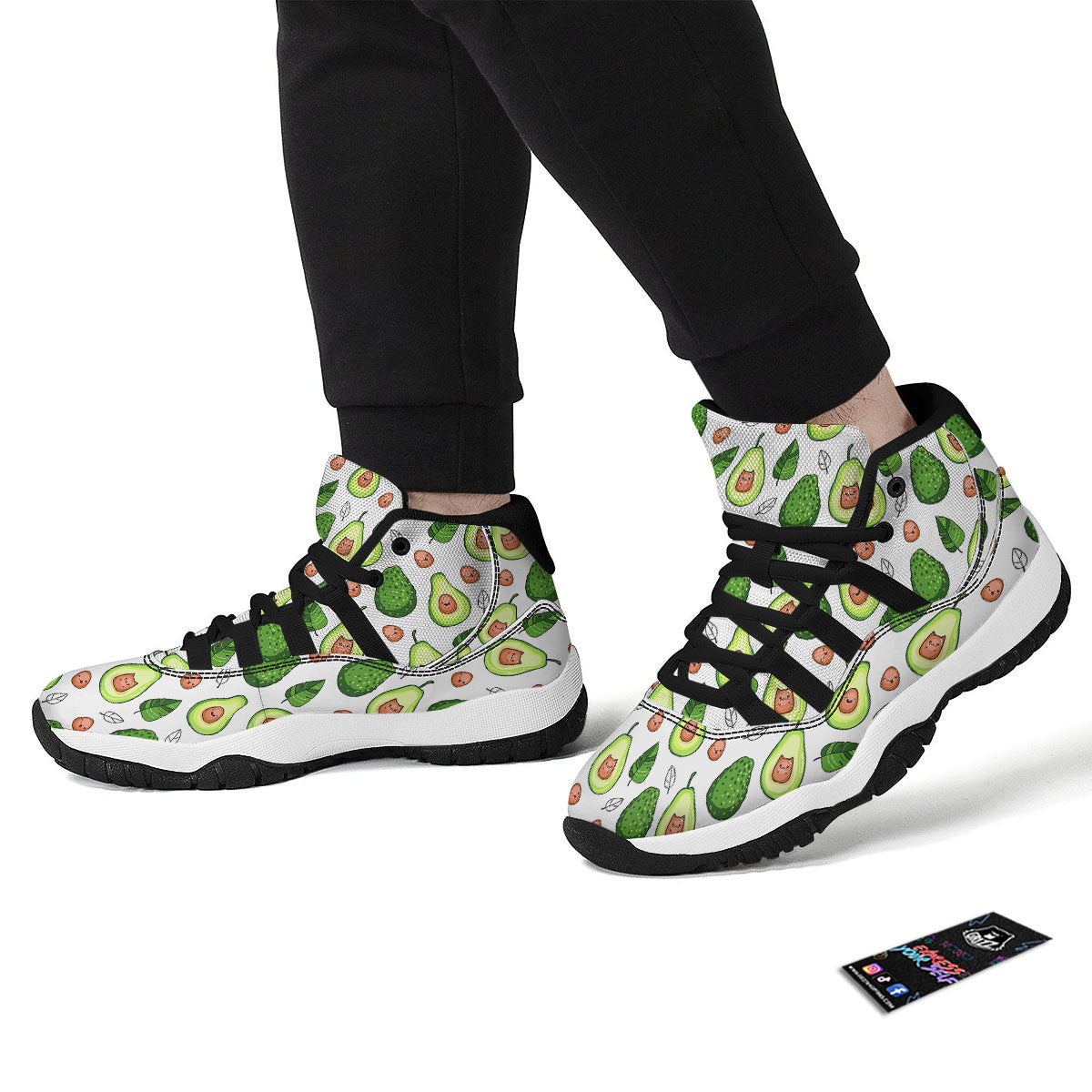 Cartoon Avocado Black Bball Shoes-grizzshop