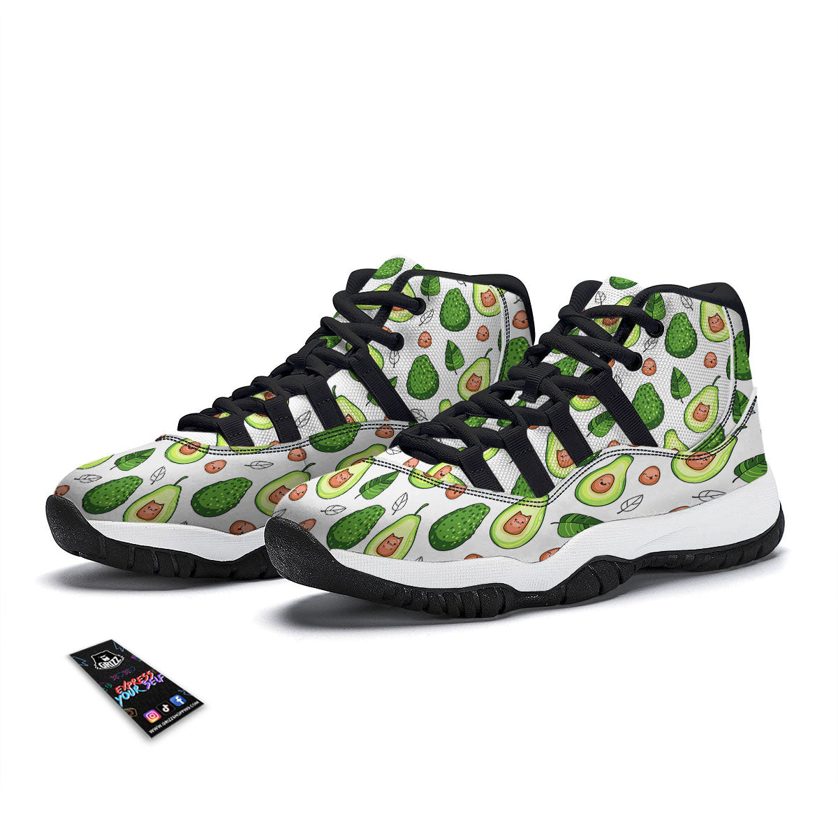 Cartoon Avocado Black Bball Shoes-grizzshop