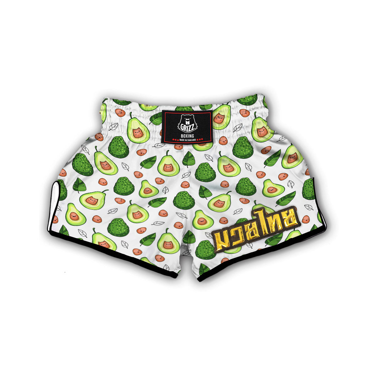 Cartoon Avocado Muay Thai Boxing Shorts-grizzshop