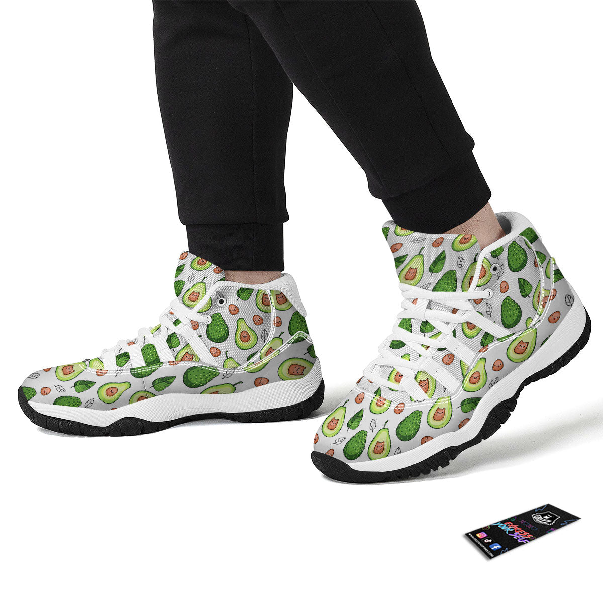 Cartoon Avocado White Bball Shoes-grizzshop