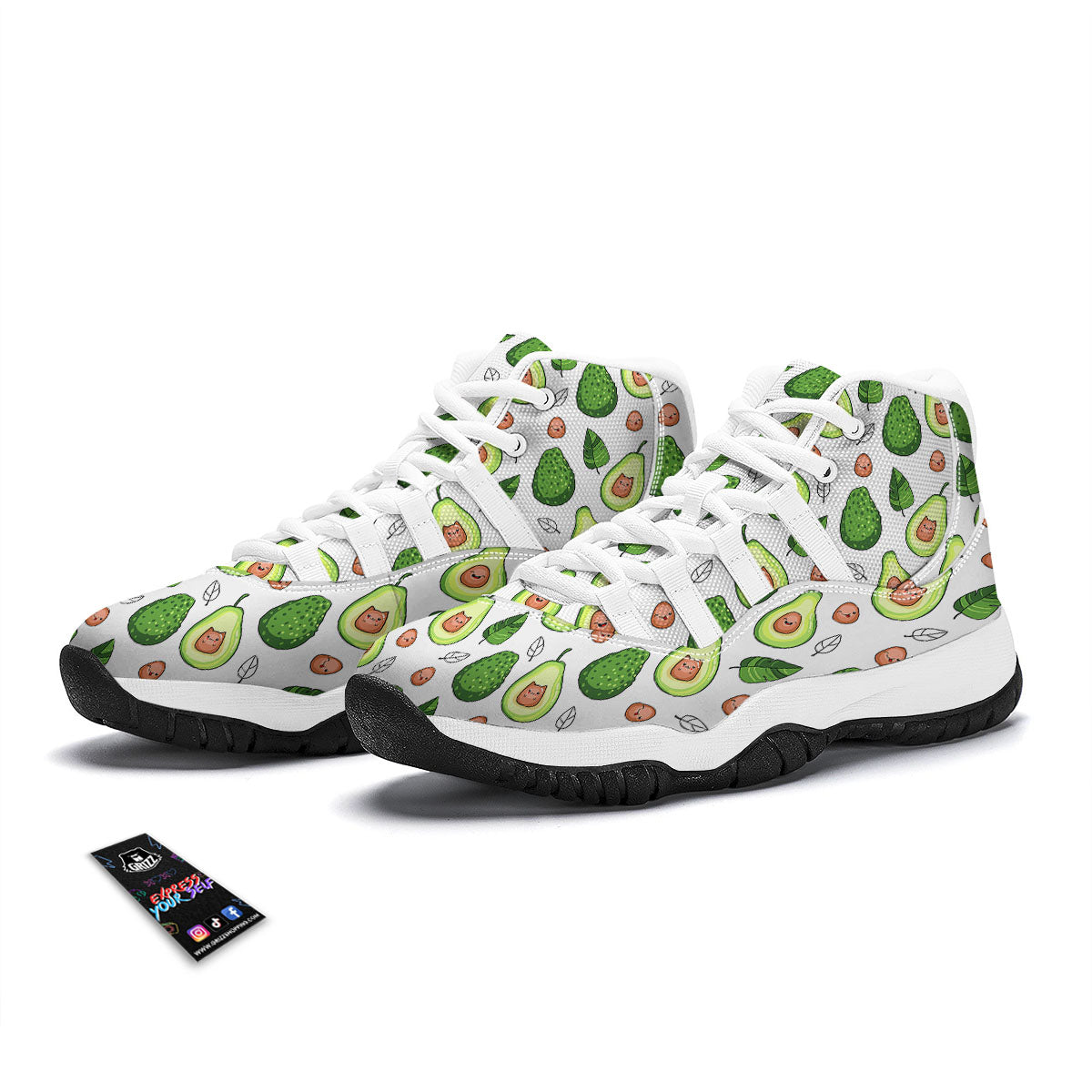 Cartoon Avocado White Bball Shoes-grizzshop