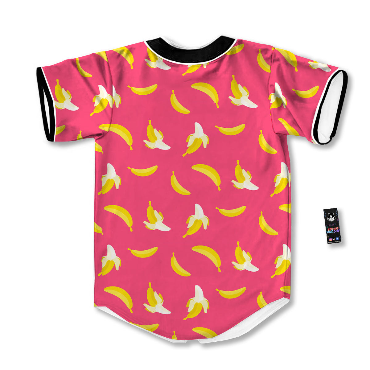 Cartoon Banana Pink Print Pattern Baseball Jersey-grizzshop