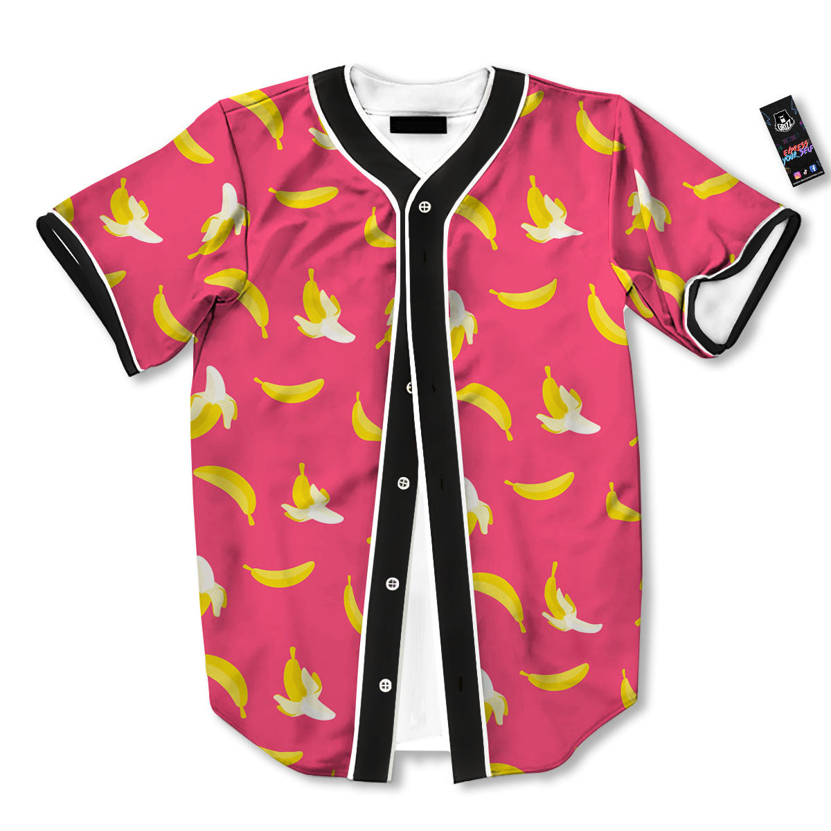 Cartoon Banana Pink Print Pattern Baseball Jersey-grizzshop