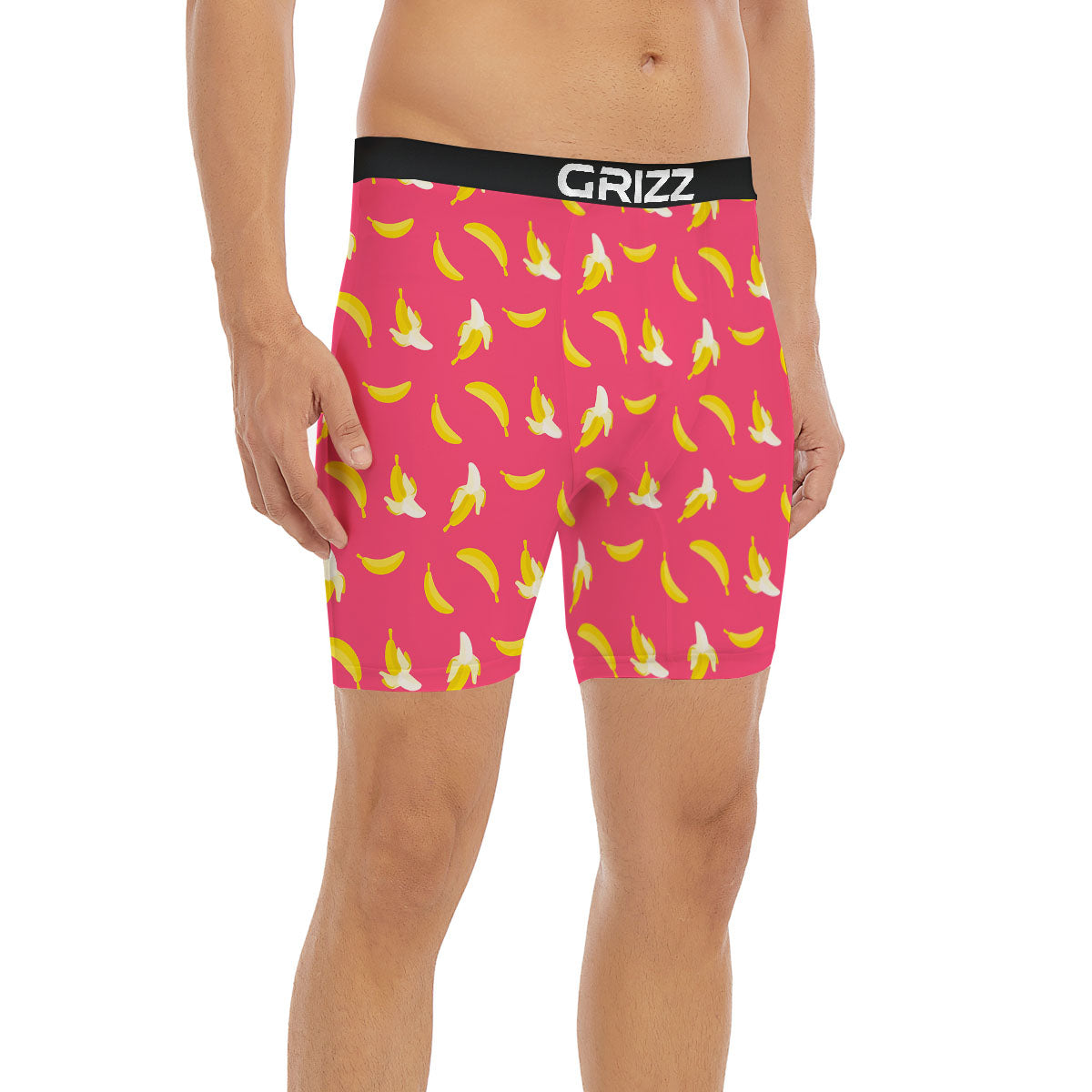 Cartoon Banana Pink Print Pattern Boxer Briefs-grizzshop