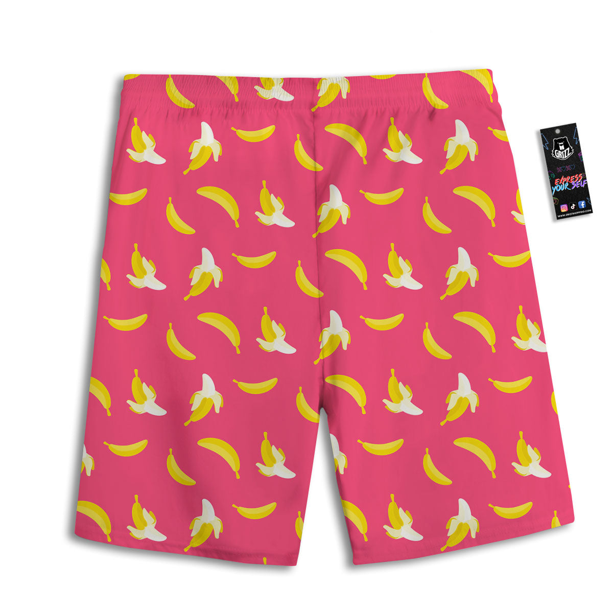 Cartoon Banana Pink Print Pattern Men's Athletic Shorts