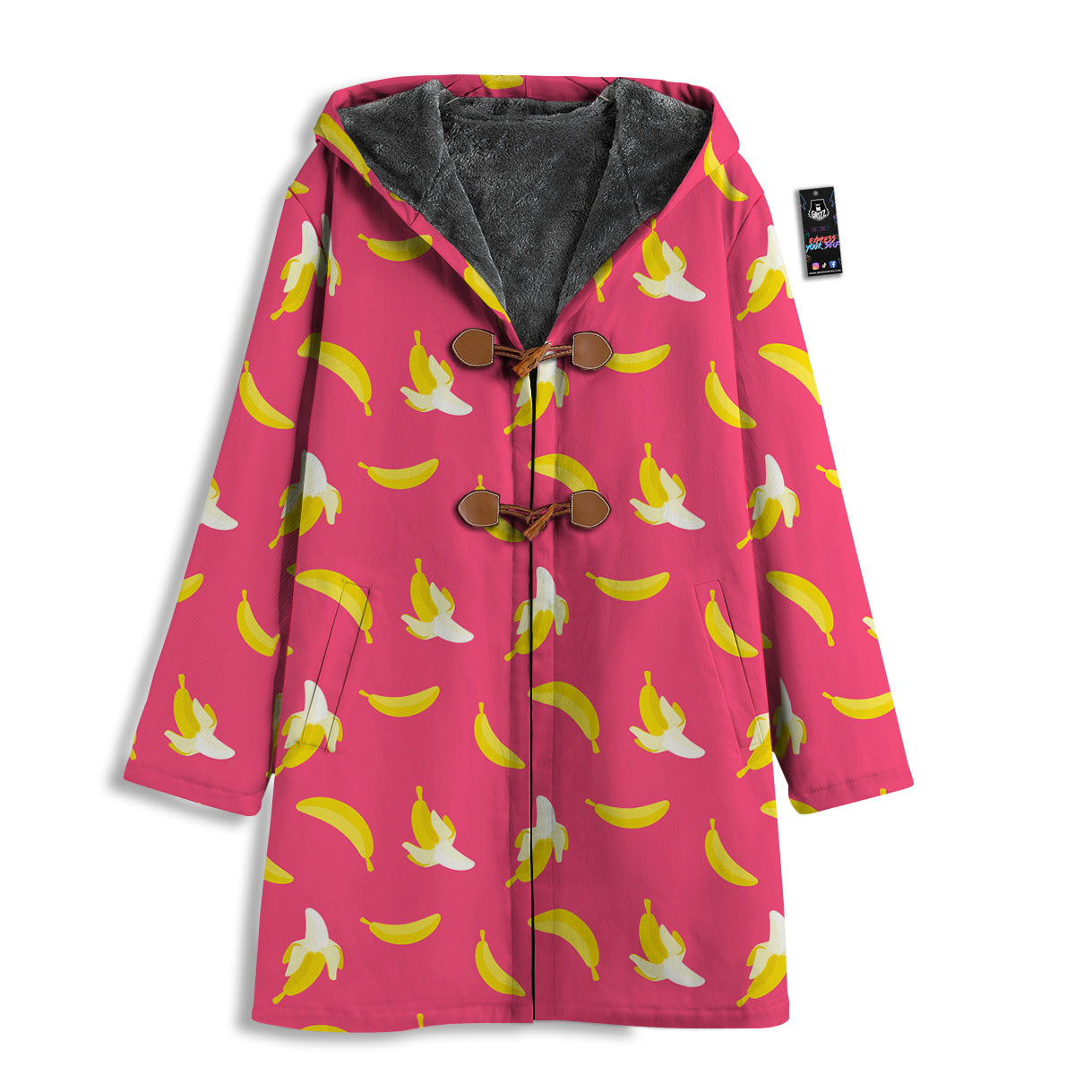 Cartoon Banana Pink Print Pattern Men's Windbreaker Jacket-grizzshop